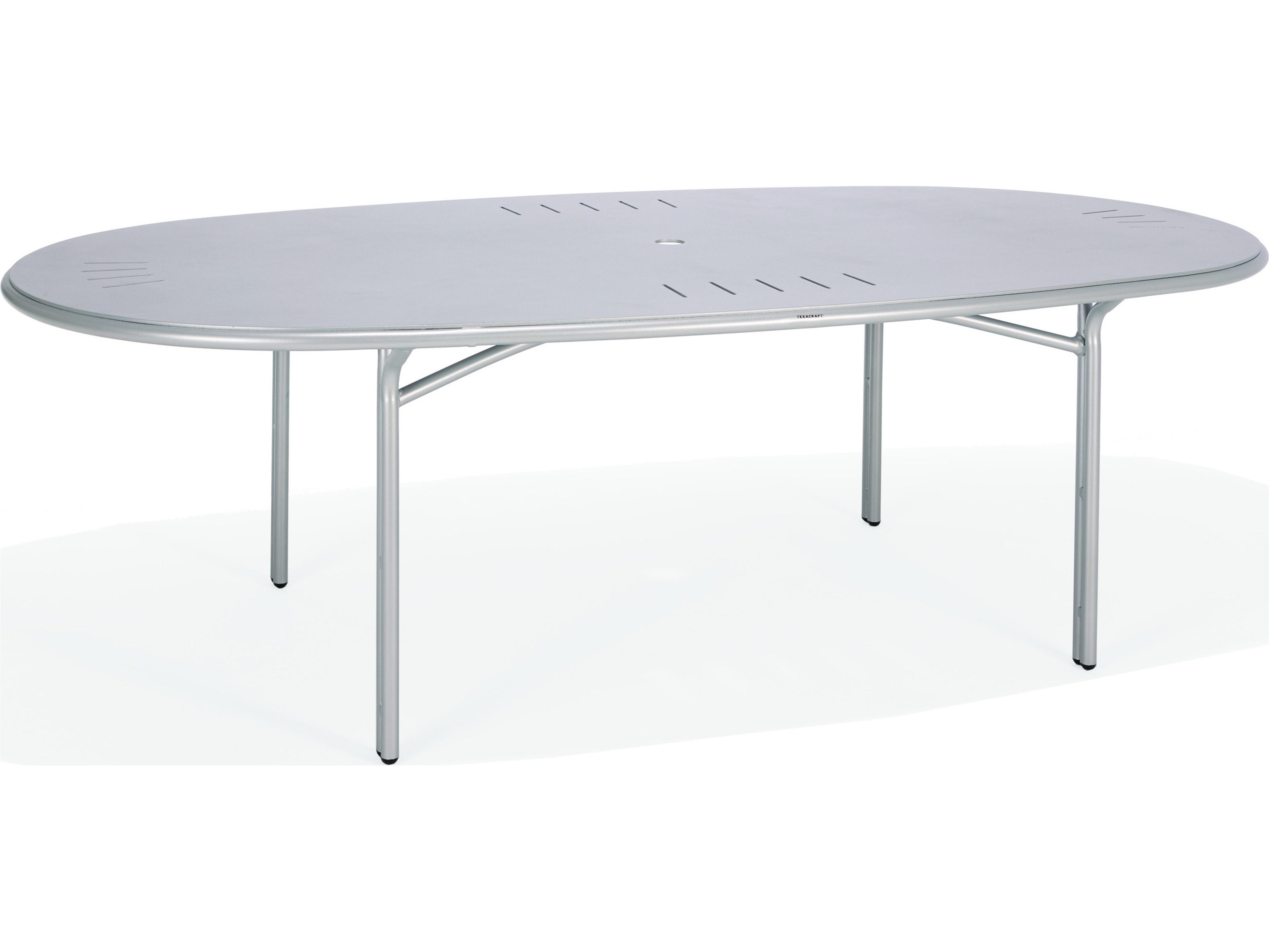 Oceans Aluminum 86"W x 44"D Oval Dining Table with Umbrella Hole
