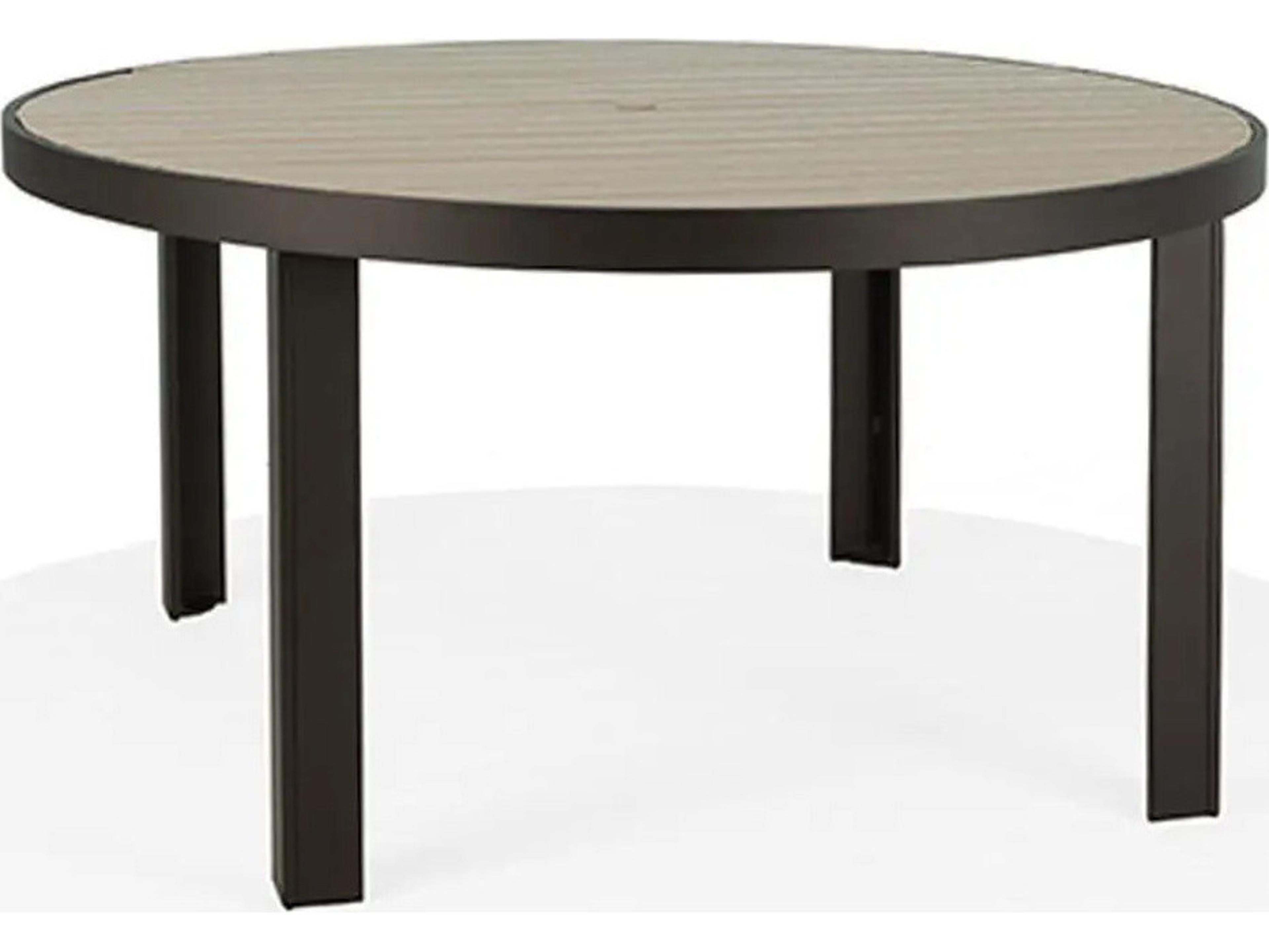 Hamilton Slat HDPE 54" Round Dining Table with Umbrella Hole