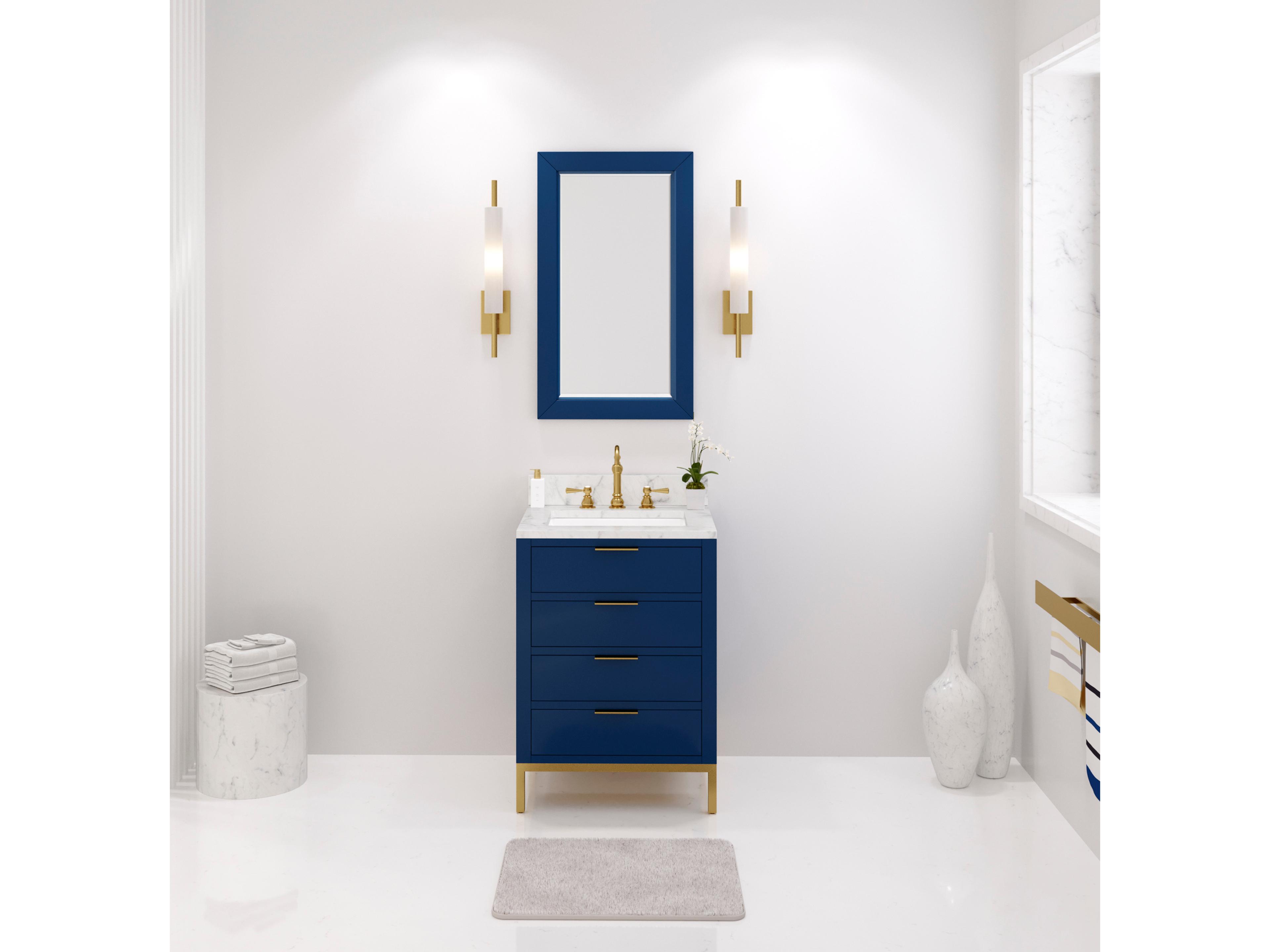 Water Creation Bristol Monarch Blue Vanity with Satin Gold hardware