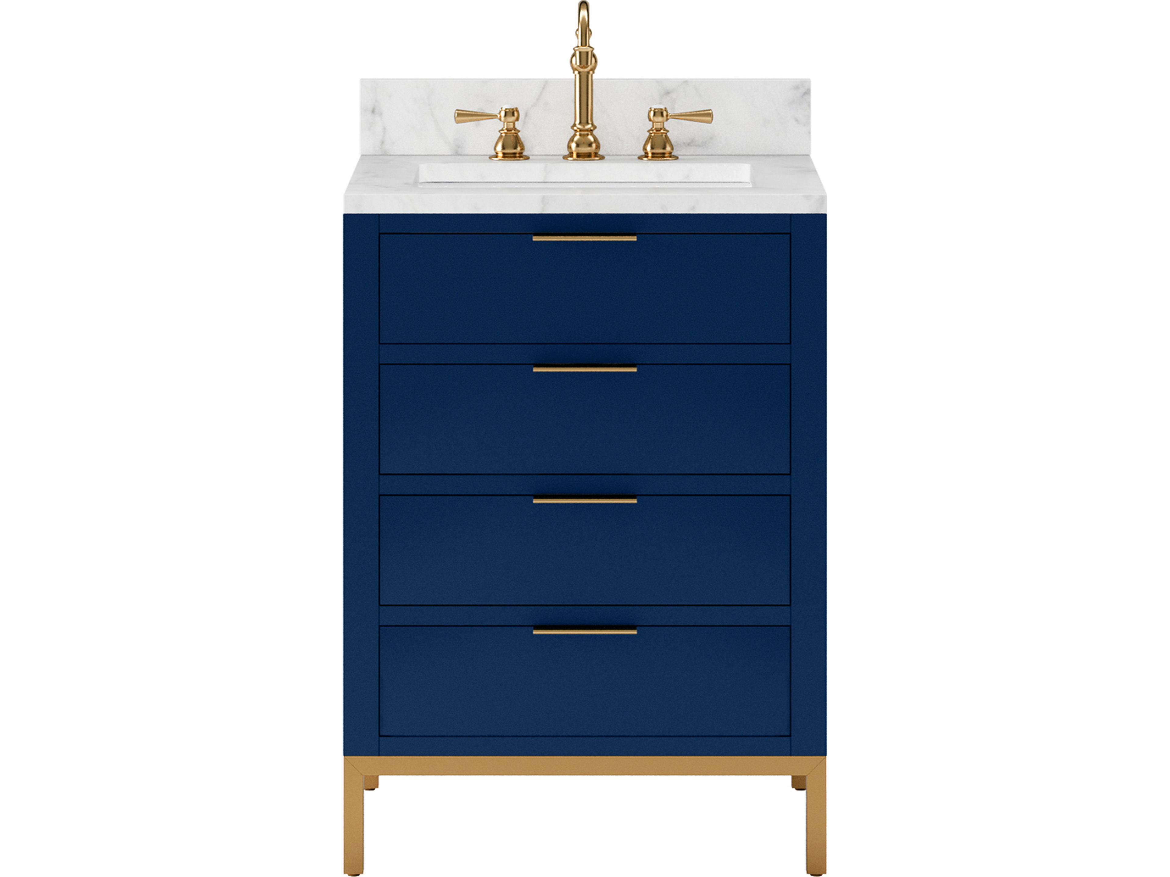 Water Creation Bristol Monarch BlueVanity with Satin Gold Hook Faucet