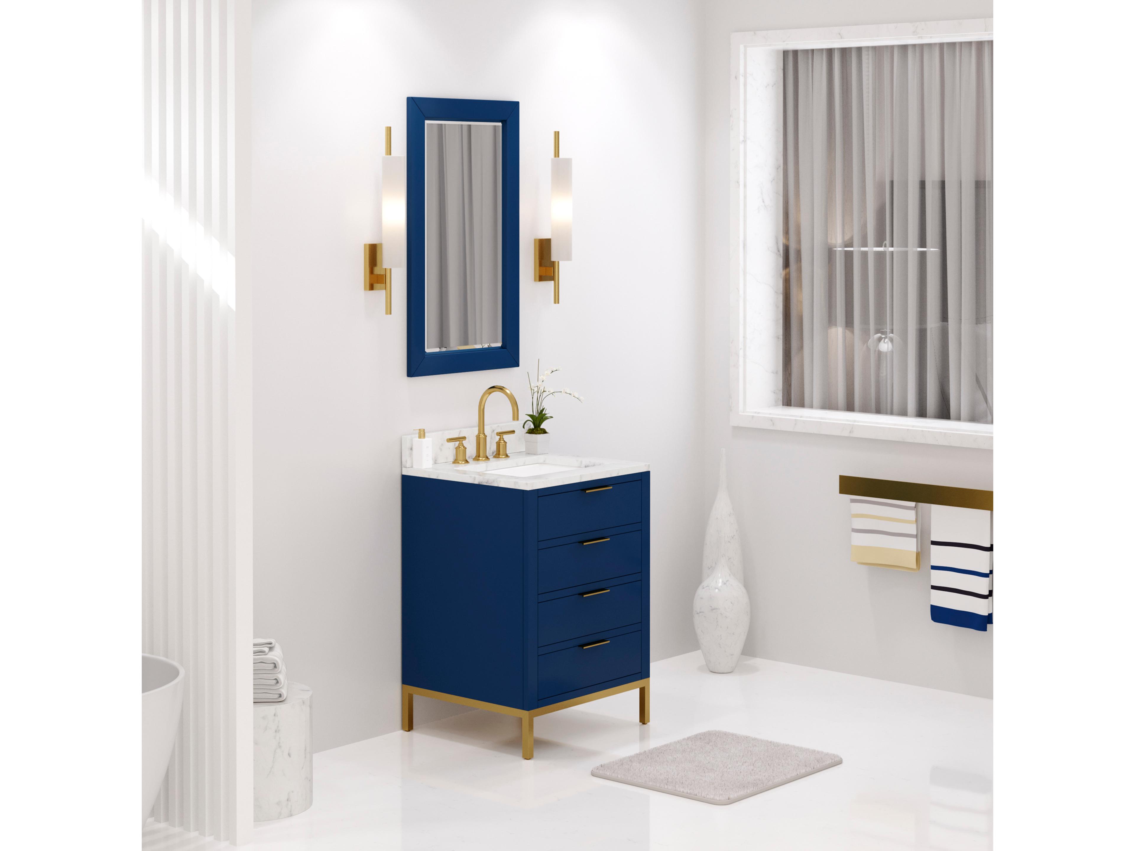 Water Creation Bristol Monarch Blu Vanity with Rectangular Mirror (S)