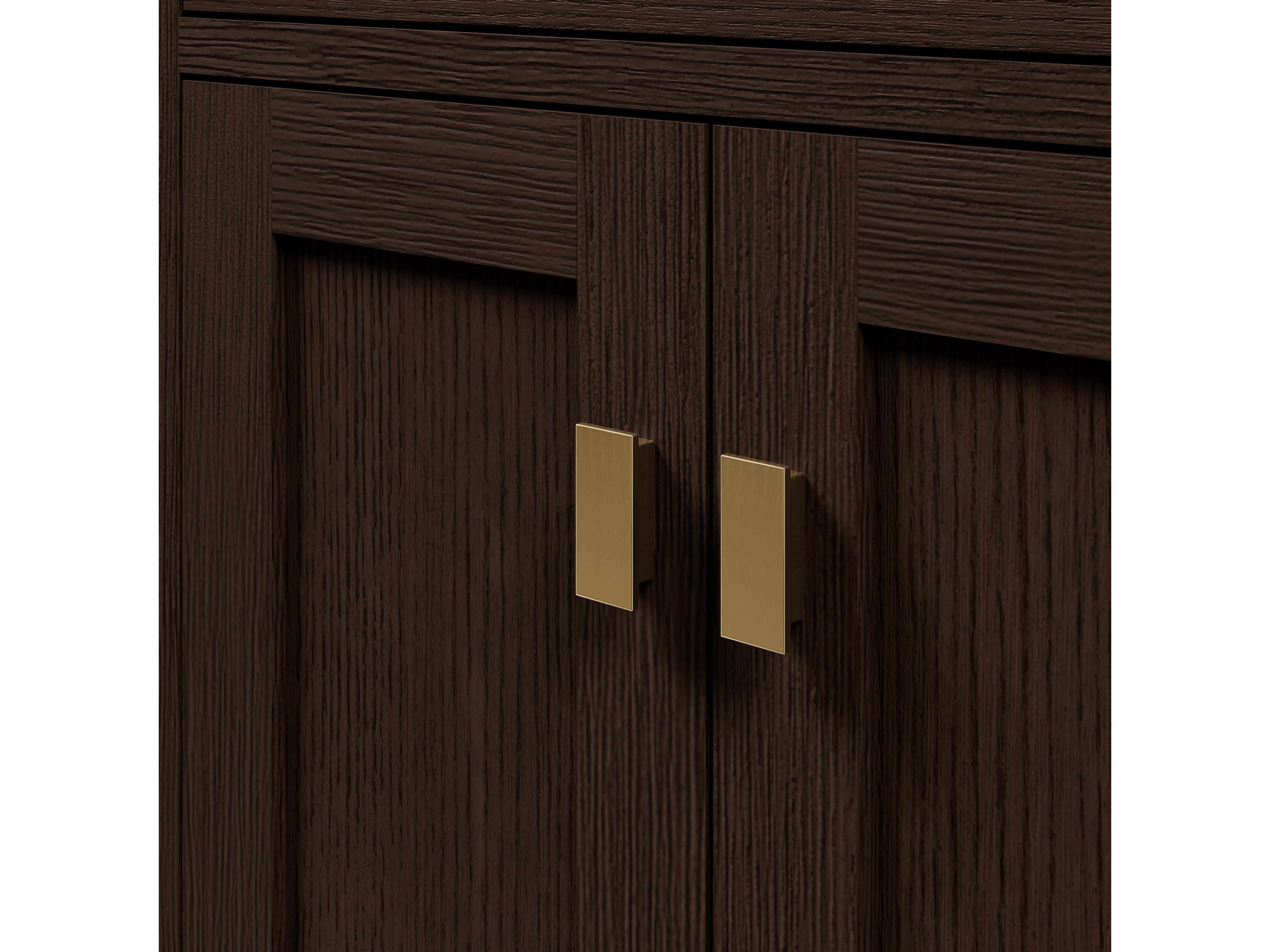 Water Creation Chestnut Double Sink Carrara White Marble Countertop Bath Vanity In Brown Oak with Satin Gold Hardware and Rectangular Mirror (S)