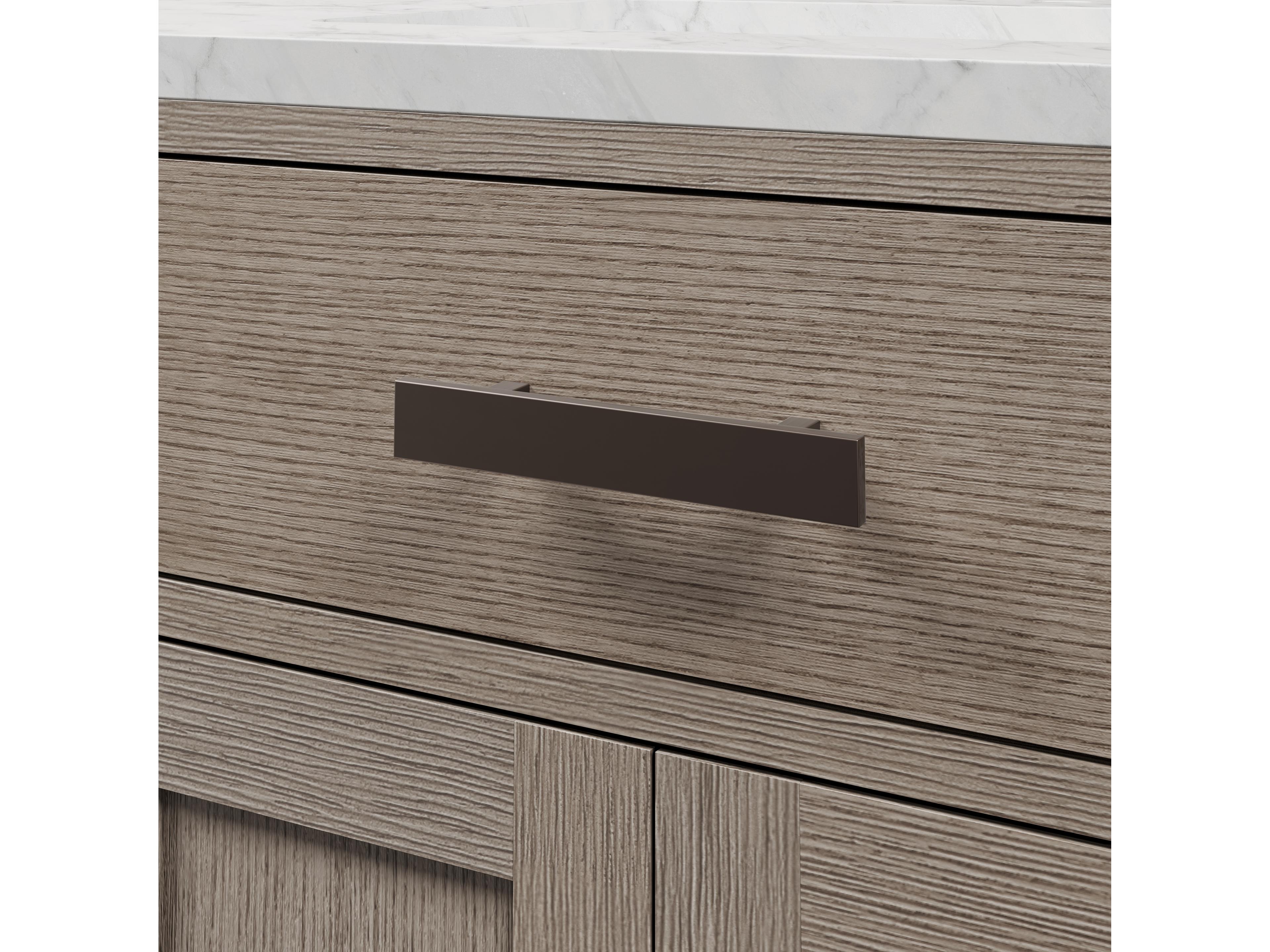 Water Creation Chestnut Double Sink Carrara White Marble Countertop Bath Vanity In Grey Oak with Oil Rubbed Bronze Hardware