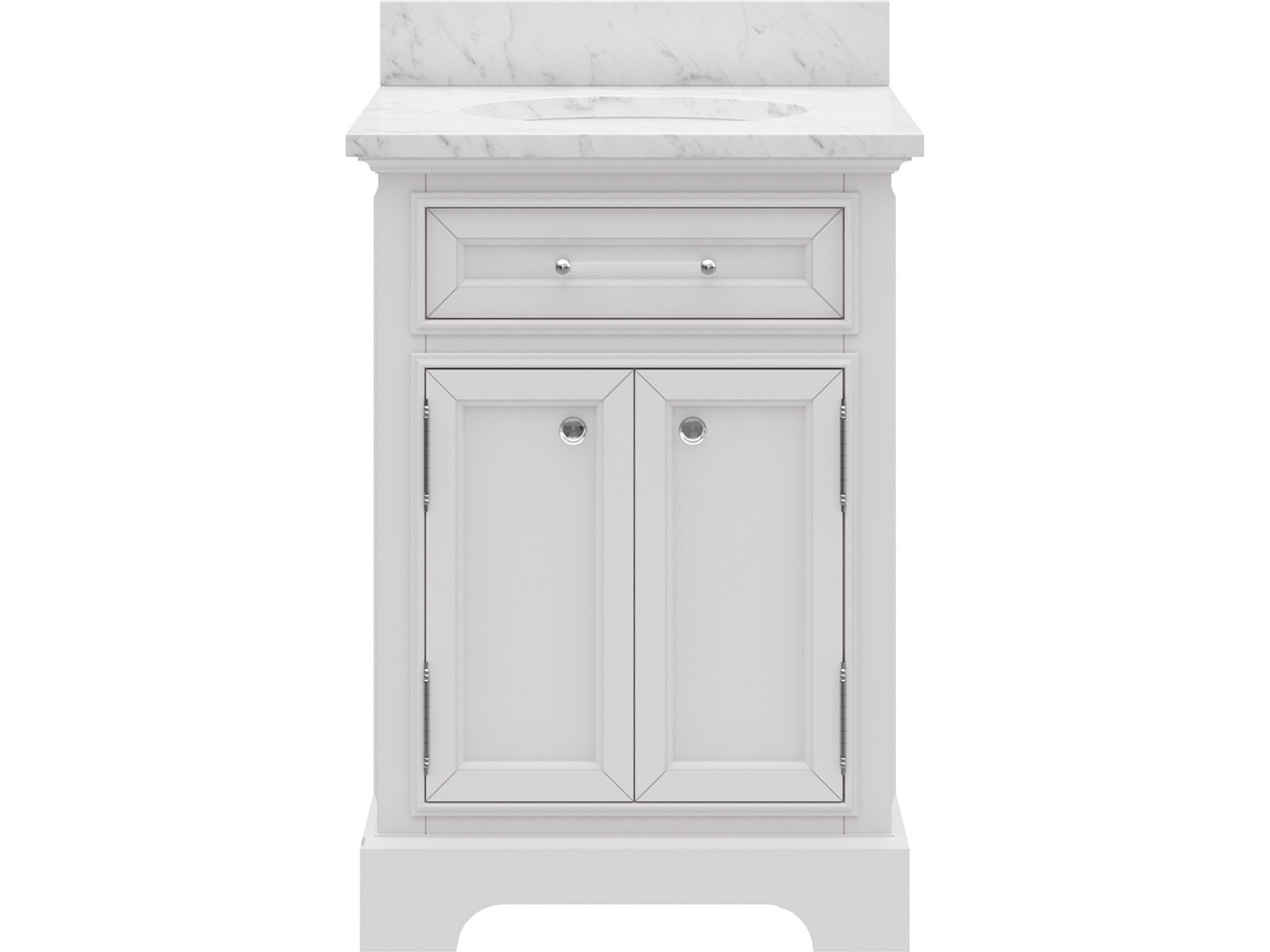 Derby Single Sink Carrara White Marble Countertop Bath Vanity In Pure White