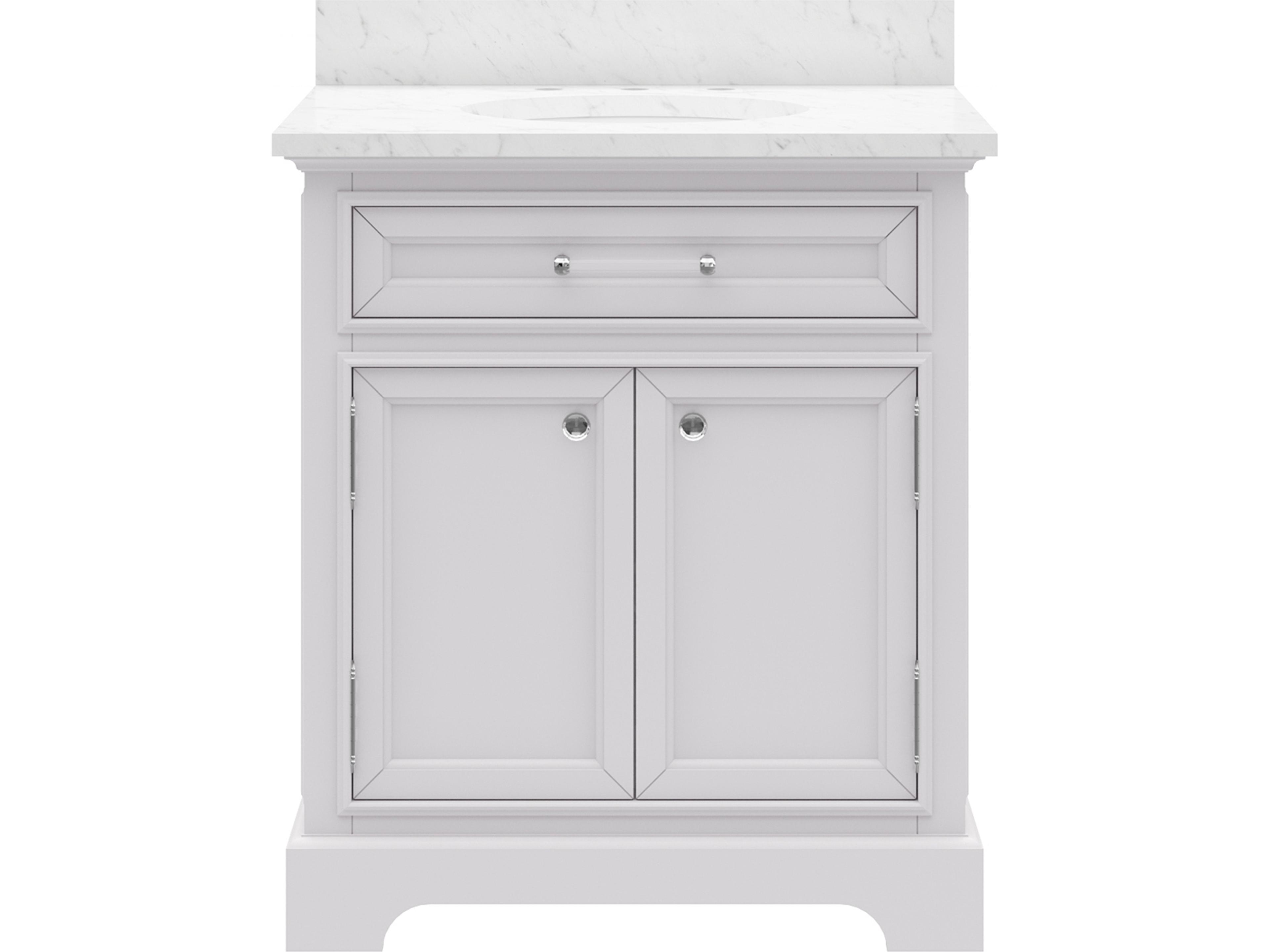 Derby Single Sink Carrara White Marble Countertop Bath Vanity In Pure White