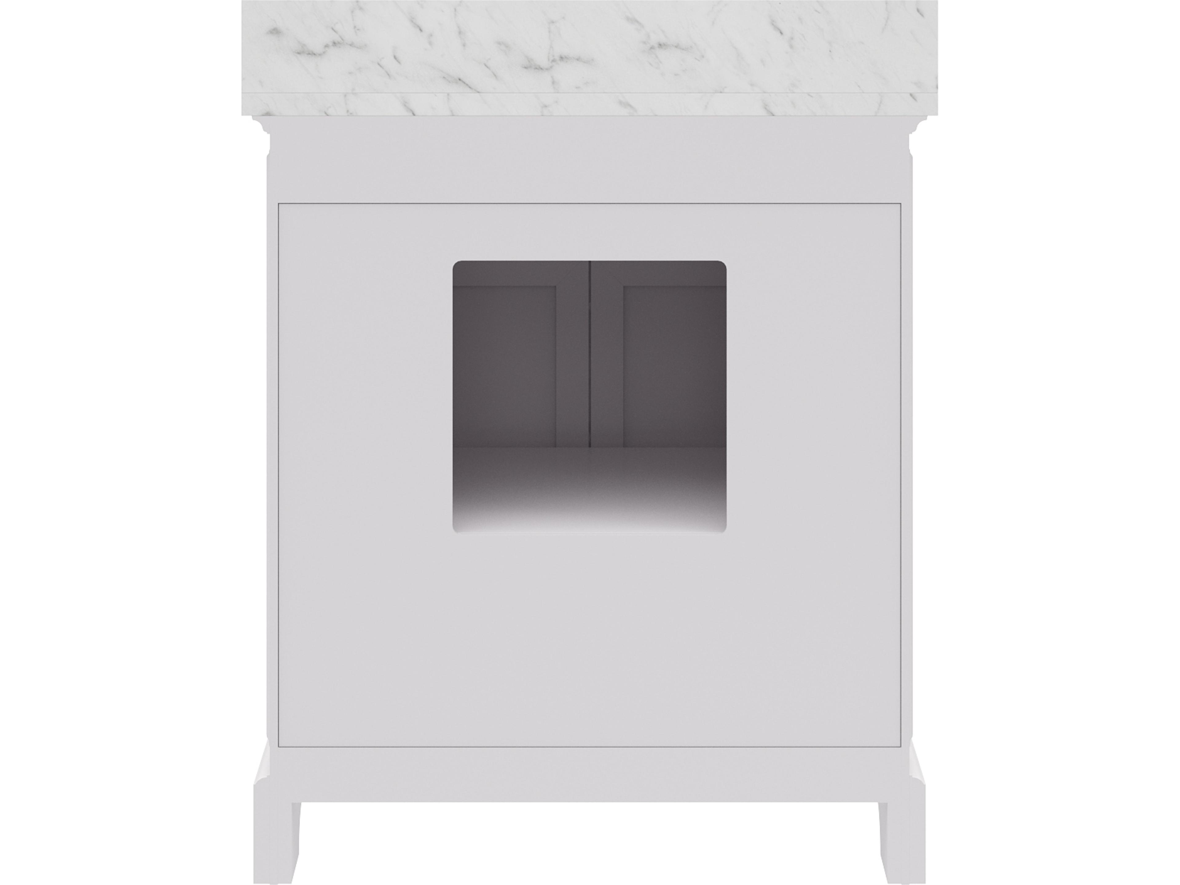 Water Creation Derby Single Sink Carrara White Marble Countertop Bath Vanity In Pure White with Chrome Classic Faucet