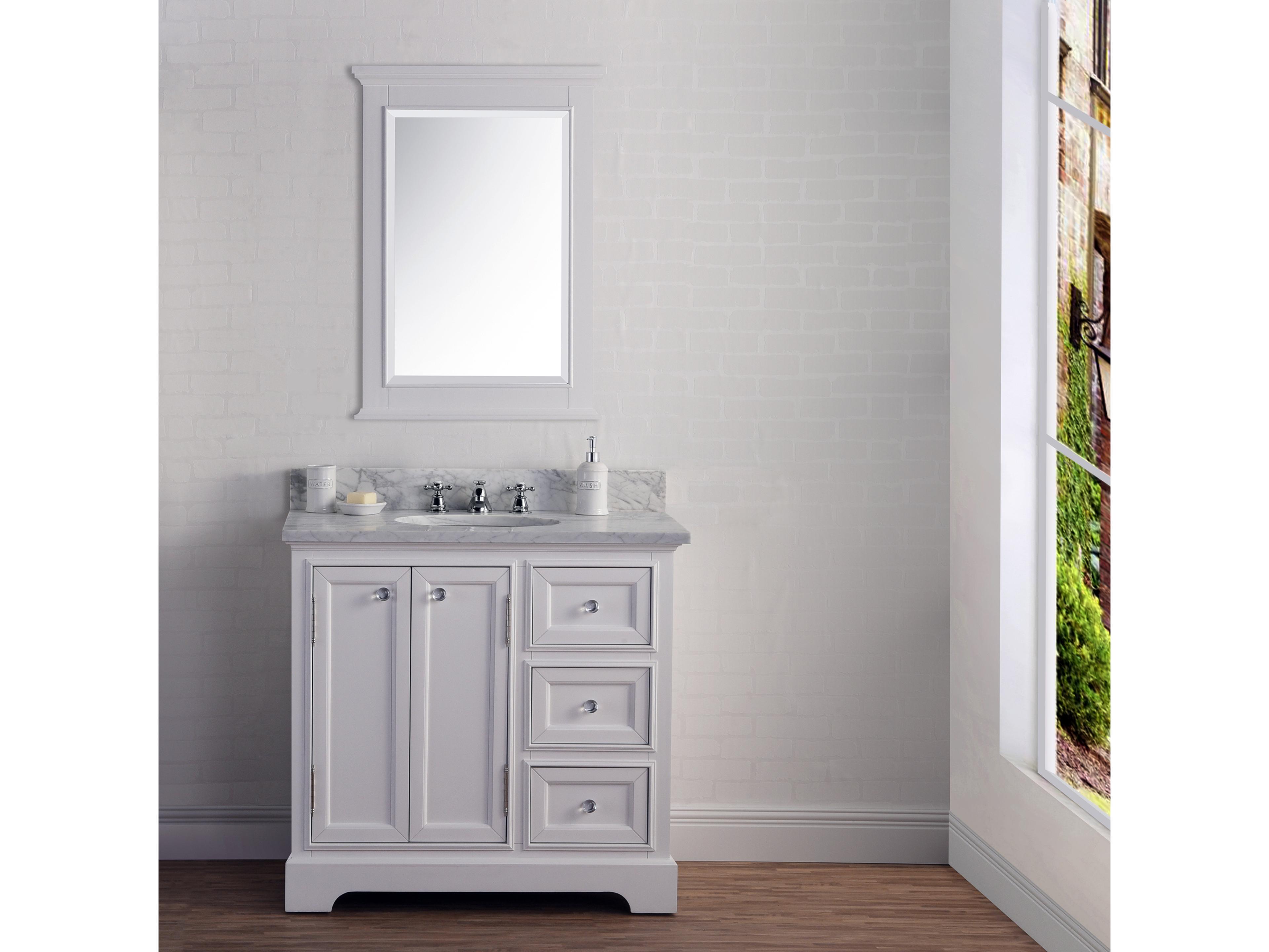 Water Creation Derby Chrome Single Sink Carrara White Marble Countertop Bath Vanity In Pure White