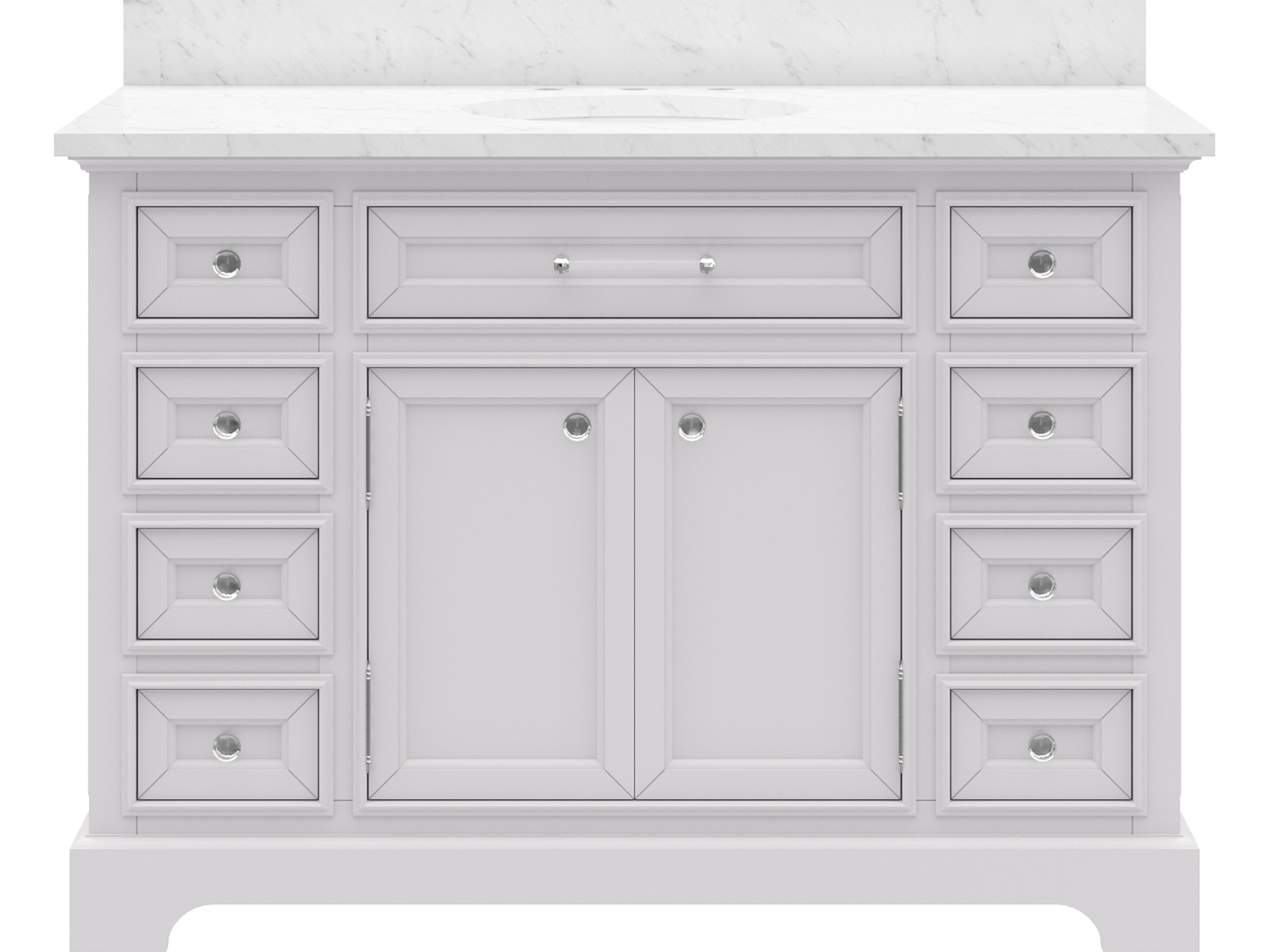 Derby Single Sink Carrara White Marble Countertop Bath Vanity In Pure White