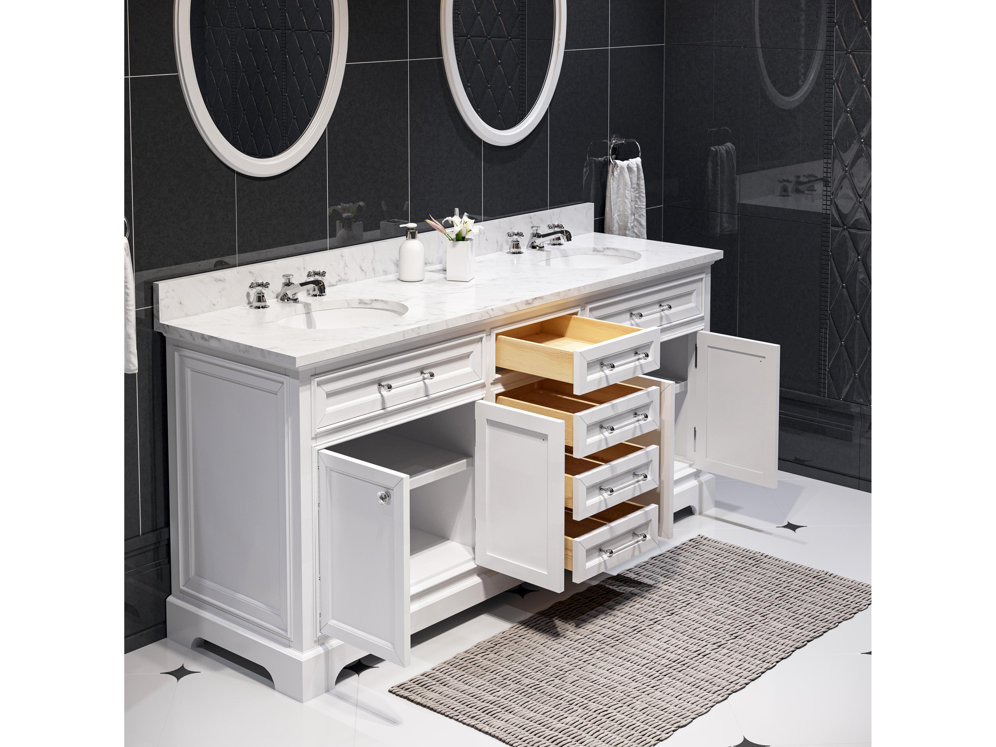 Water Creation Derby Pure White Double Sink Bathroom Vanity