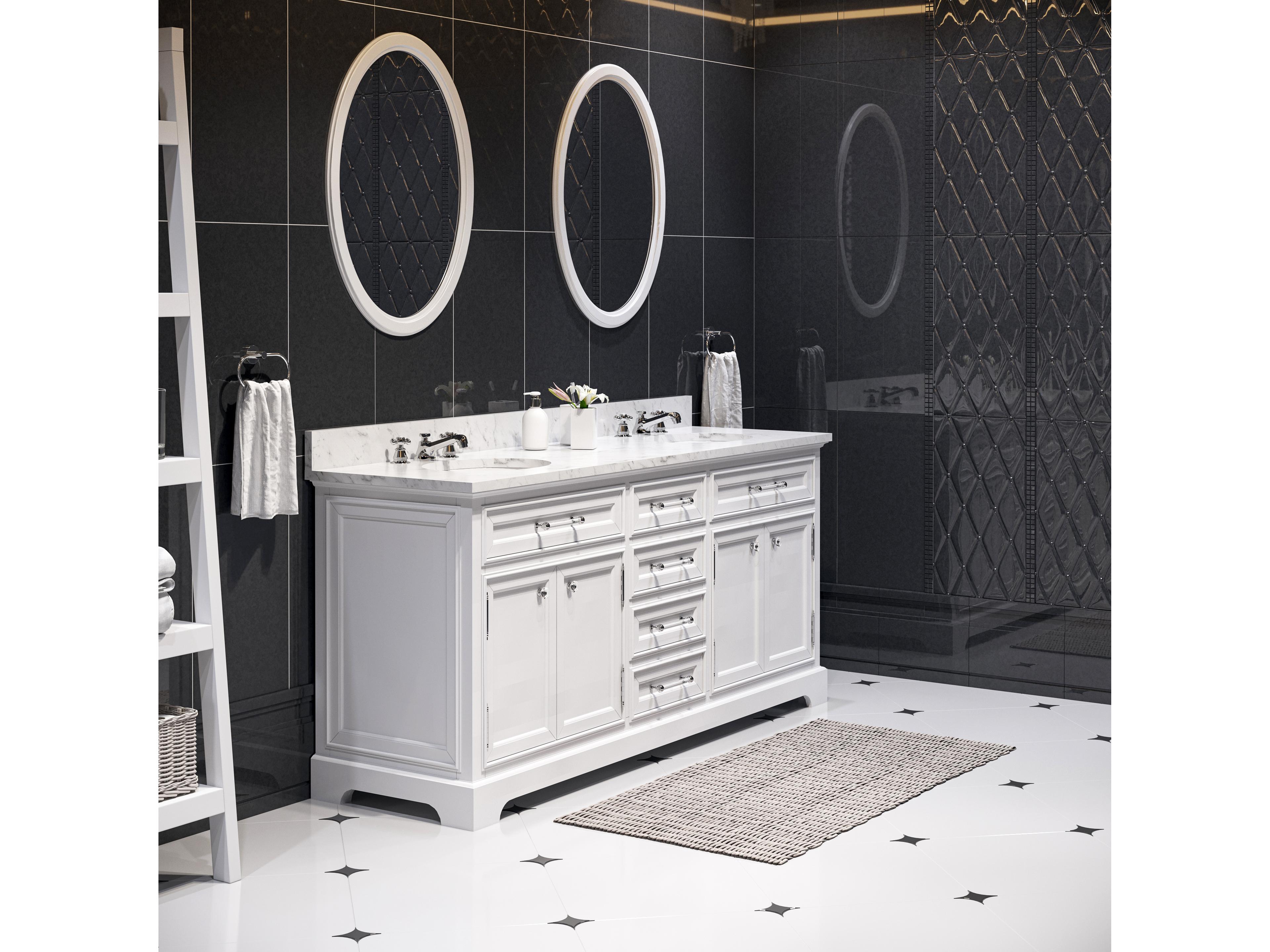 Water Creation Derby Pure White Double Sink Bathroom Vanity With Faucet