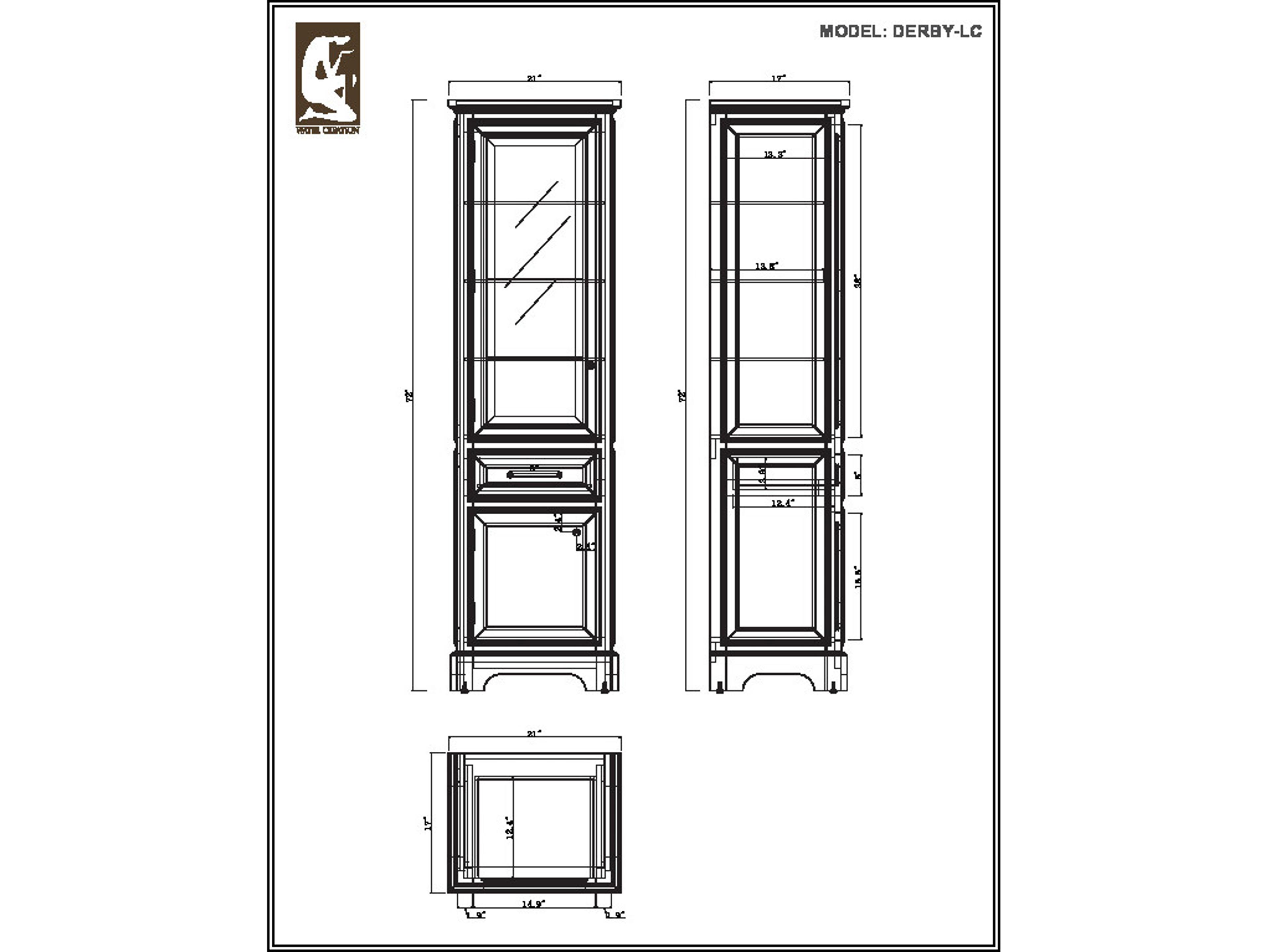 Water Creation Derby Linen Cabinet In Cashmere Grey