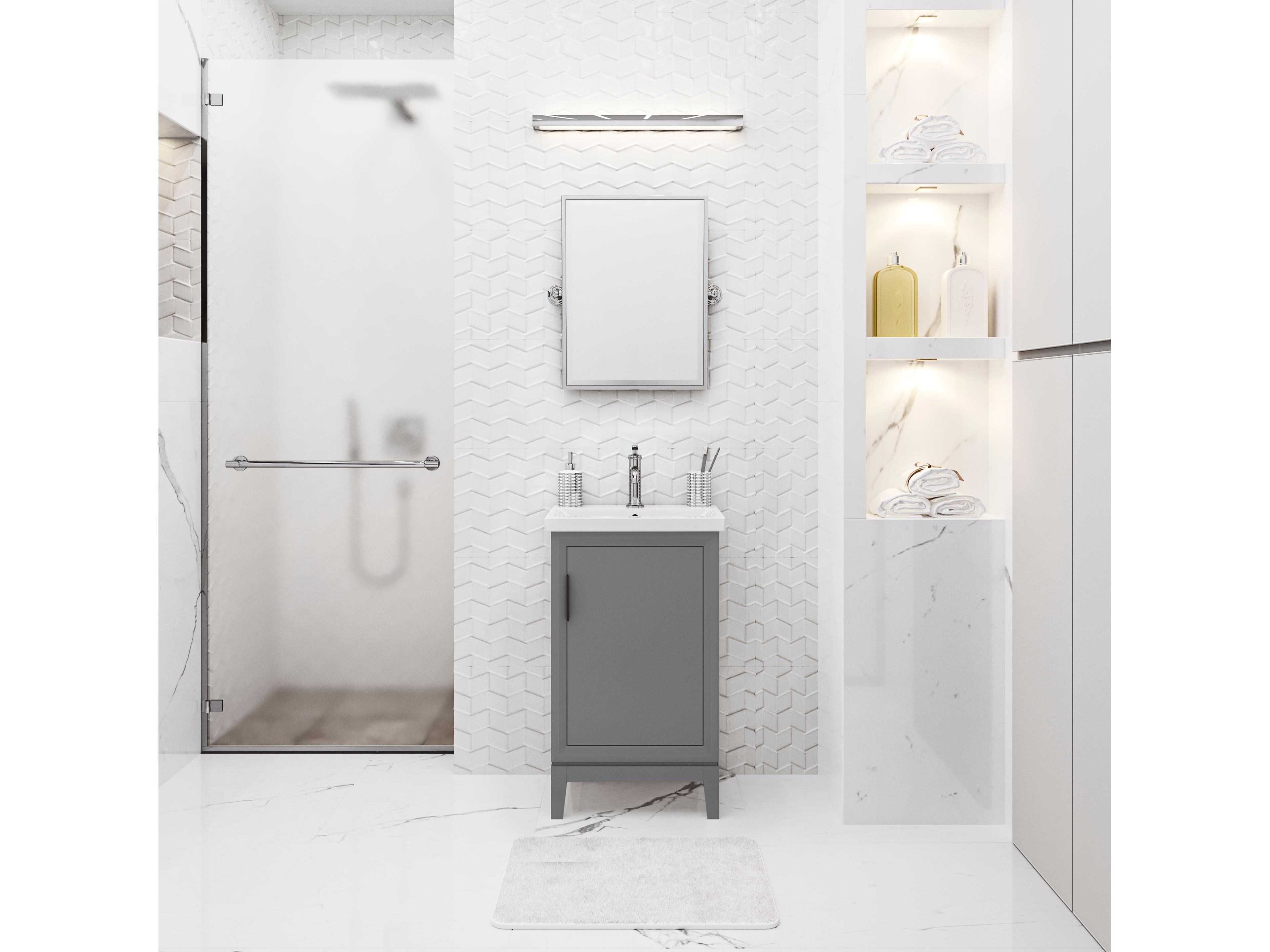 Water Creation Elsa Integrated Ceramic Sink Top Bath Vanity in Cashmere Grey