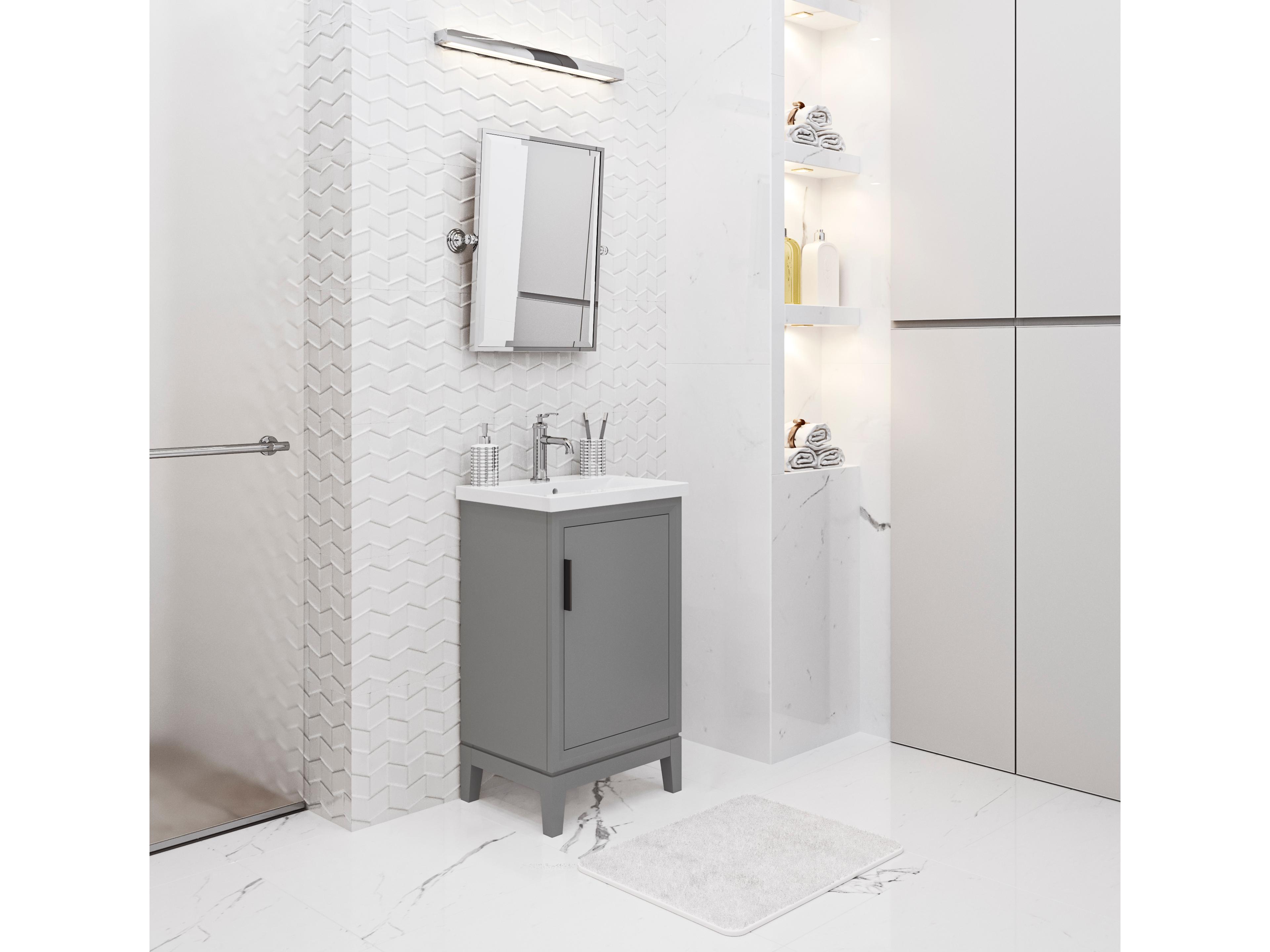 Water Creation Elsa Integrated Ceramic Sink Top Bath Vanity in Cashmere Grey