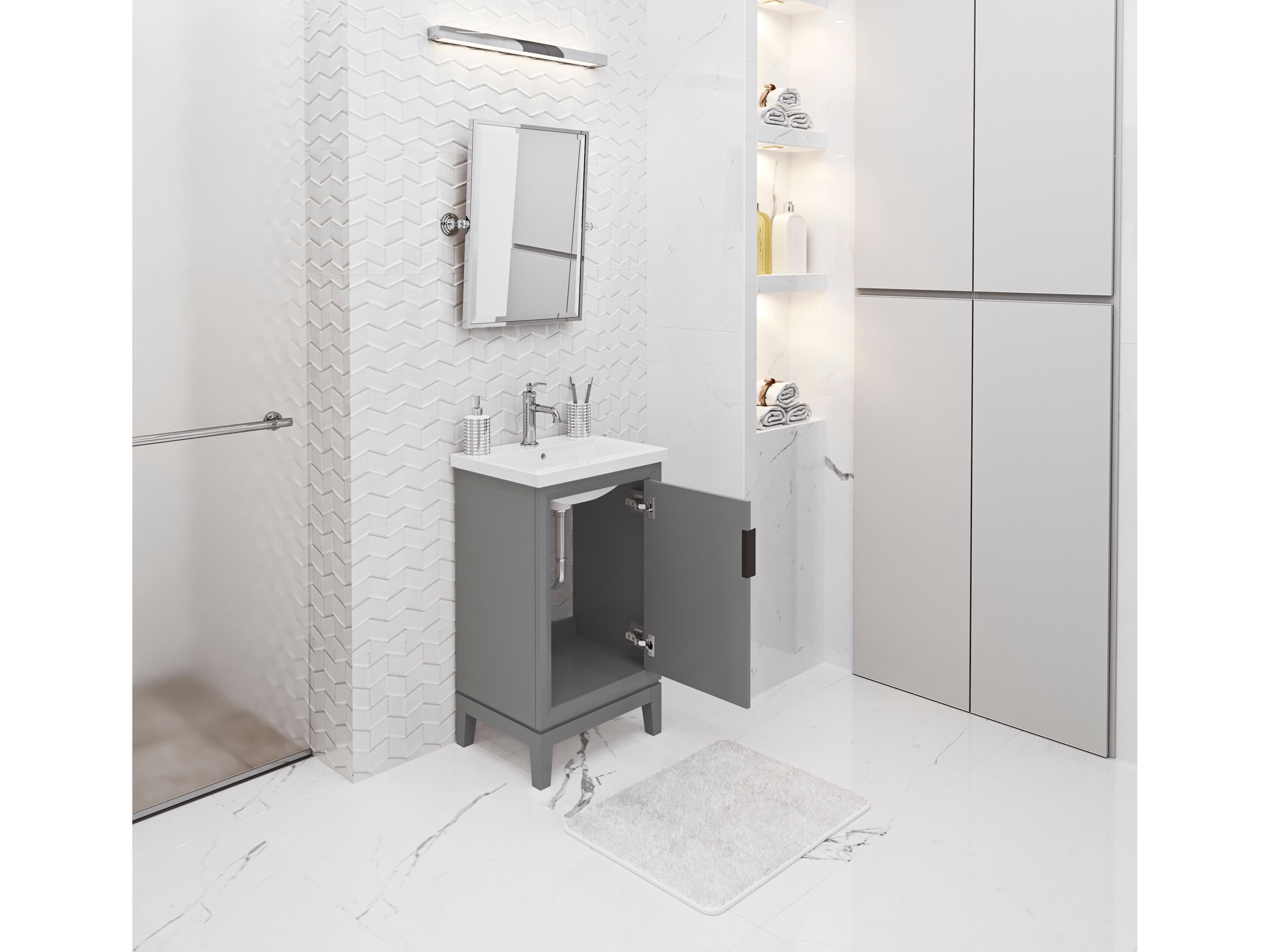 Water Creation Elsa Integrated Ceramic Sink Top Bath Vanity in Cashmere Grey