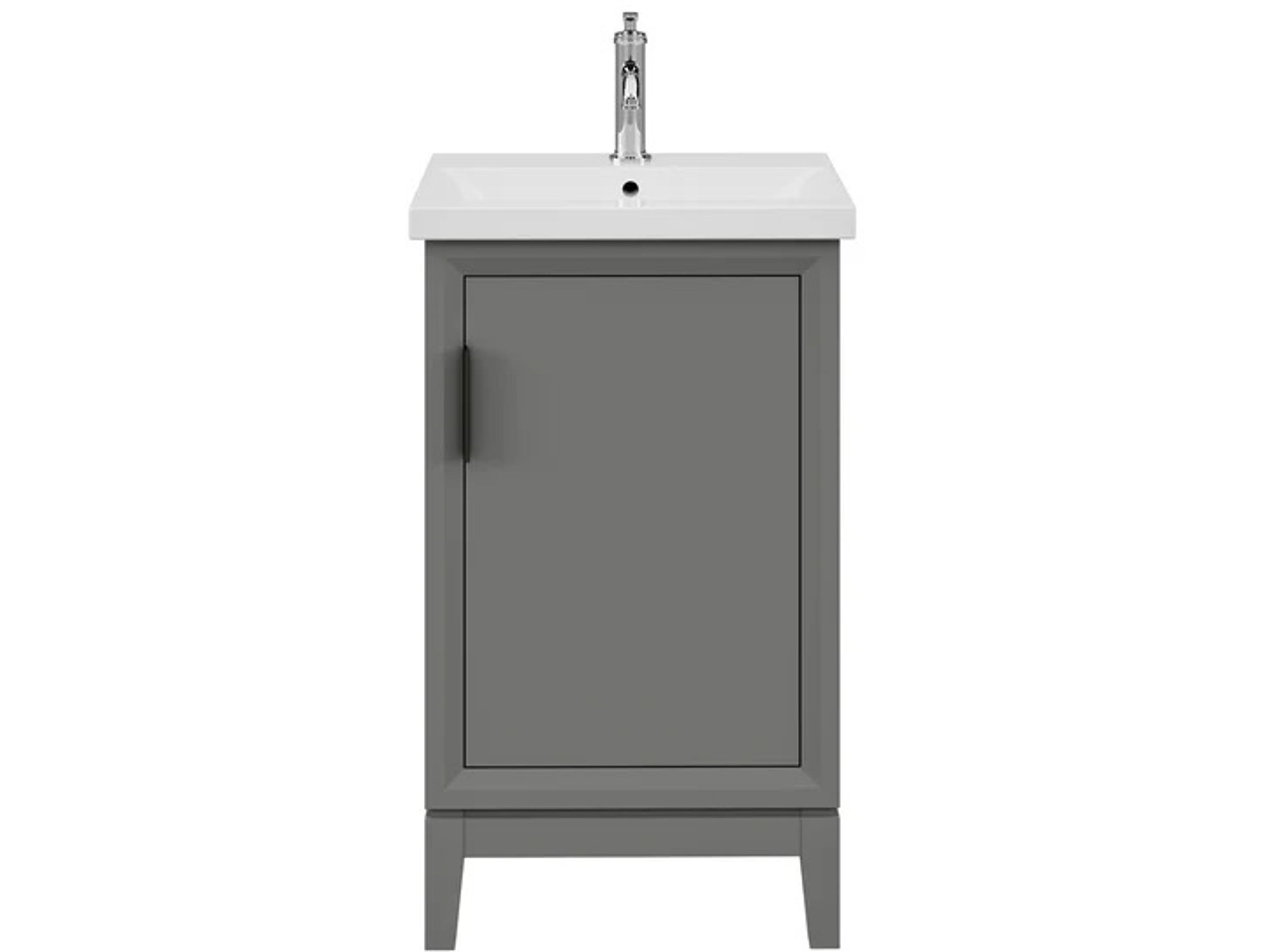 Elsa Integrated Ceramic Sink Top Bath Vanity in Cashmere Grey with Modern Single Faucet