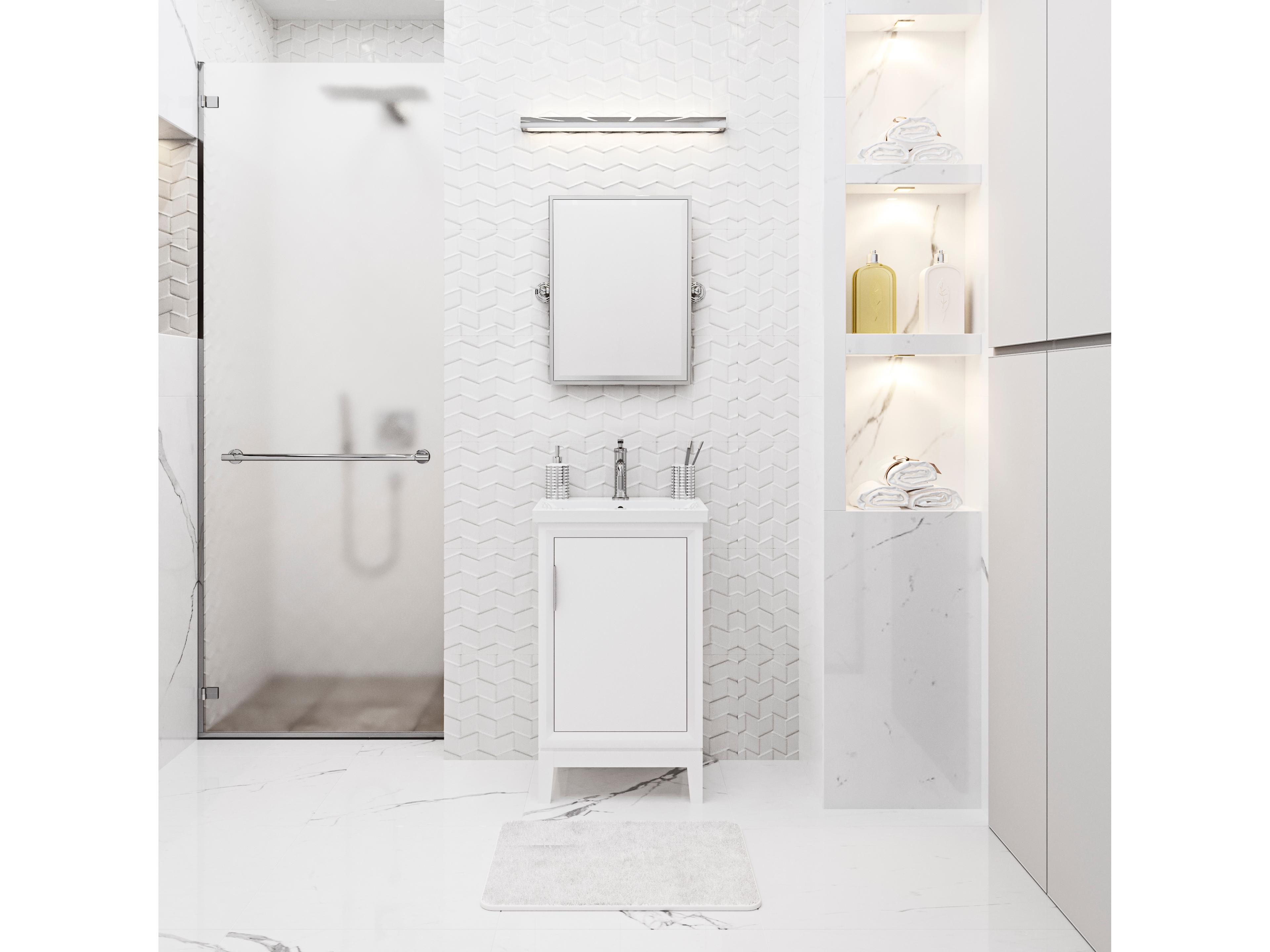 Water Creation Elsa Integrated Ceramic Sink Top Bath Vanity in Pure White