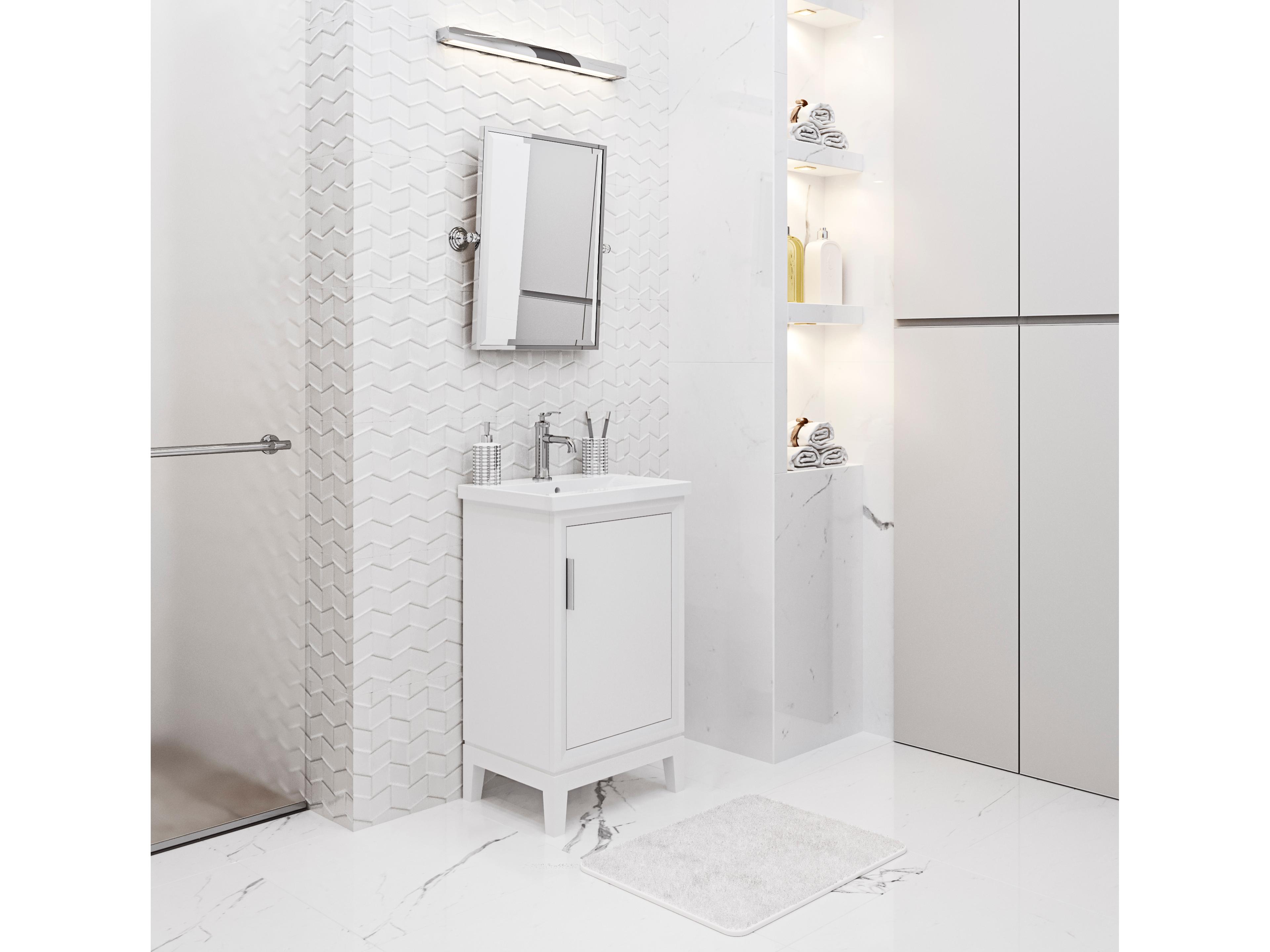 Water Creation Elsa Integrated Ceramic Sink Top Bath Vanity in Pure White