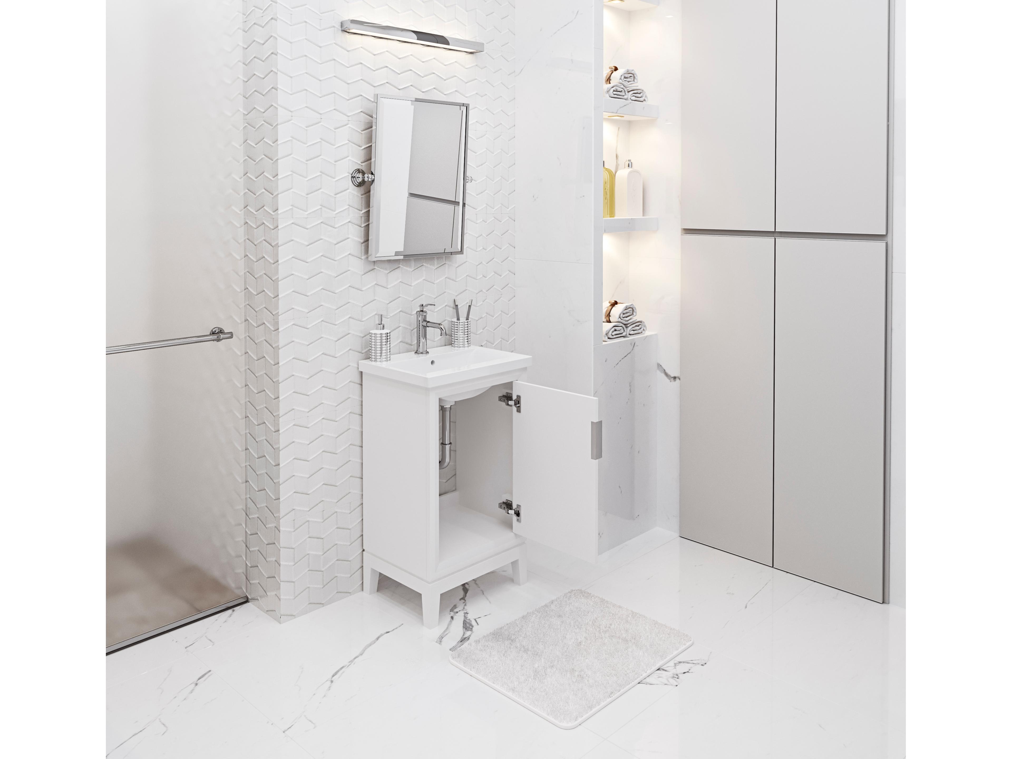 Water Creation Elsa Integrated Ceramic Sink Top Bath Vanity in Pure White