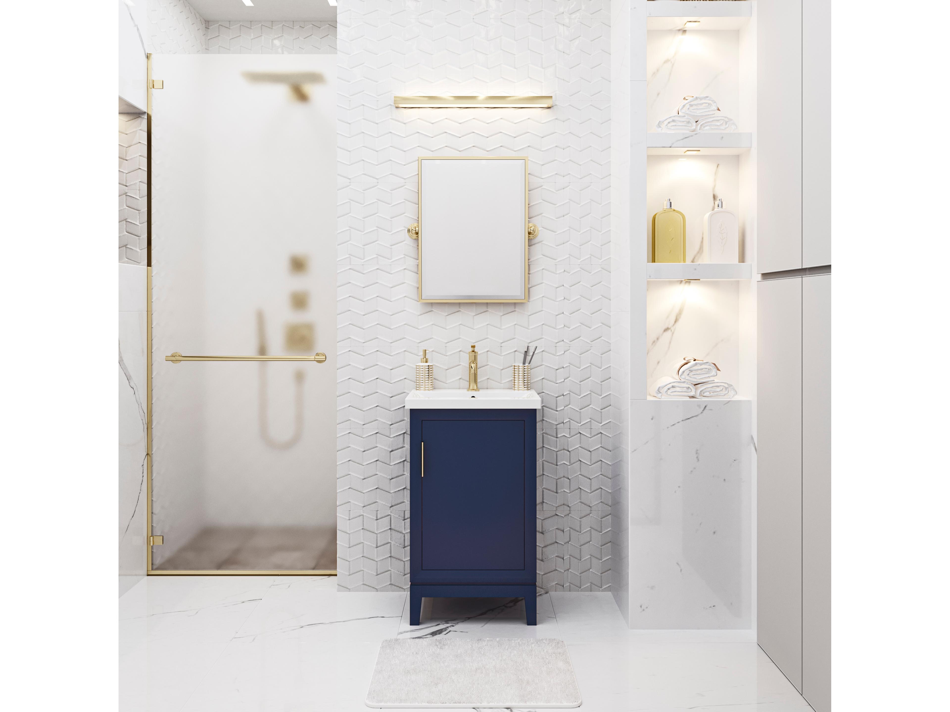 Water Creation Elsa Integrated Ceramic Sink Top Bath Vanity in Monarch Blue with Modern Single Faucet