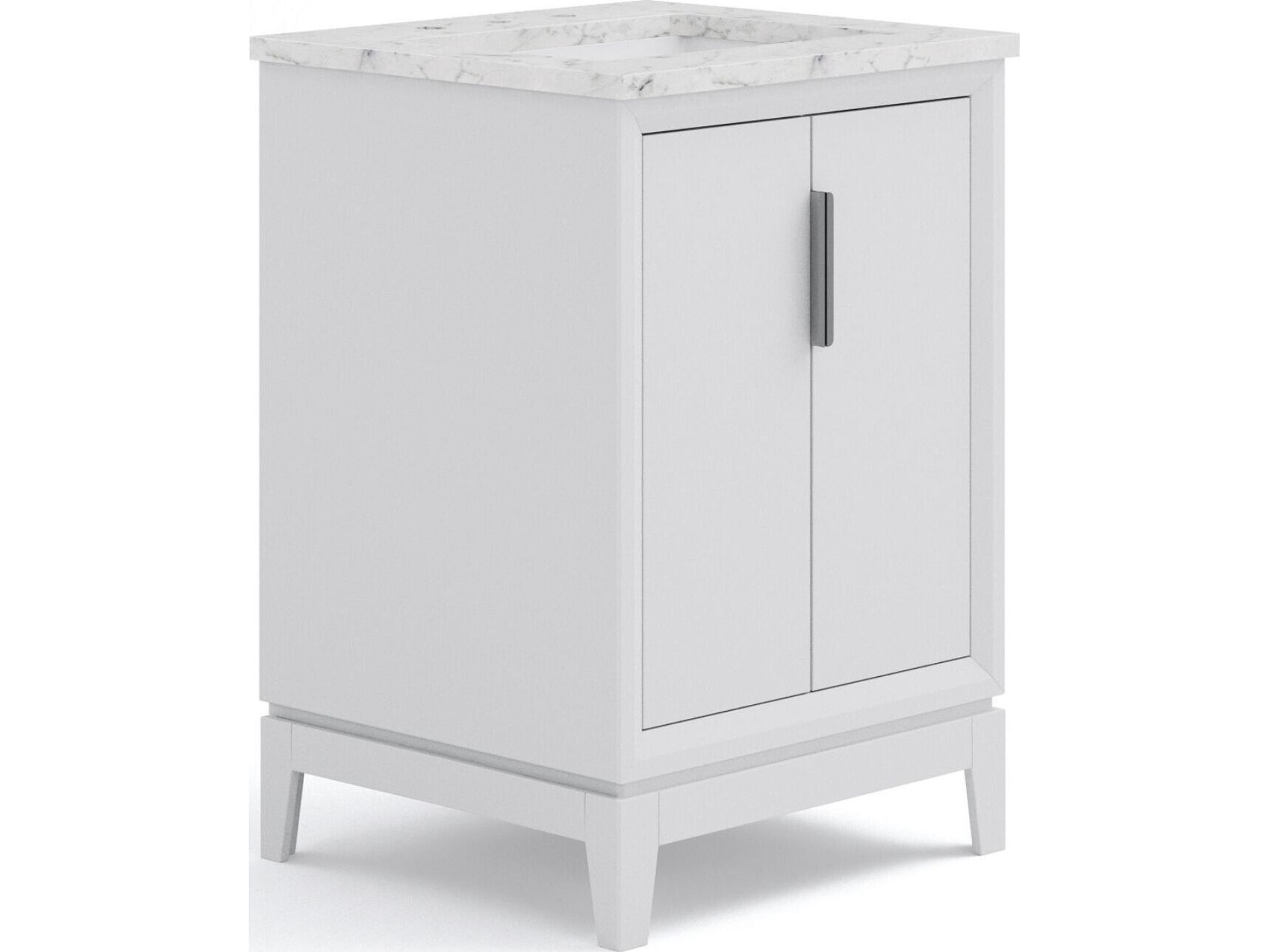 Water Creation Elizabeth Single Sink Carrara White Marble Countertop Bath Vanity In Pure White with Brushed Silver Hardware