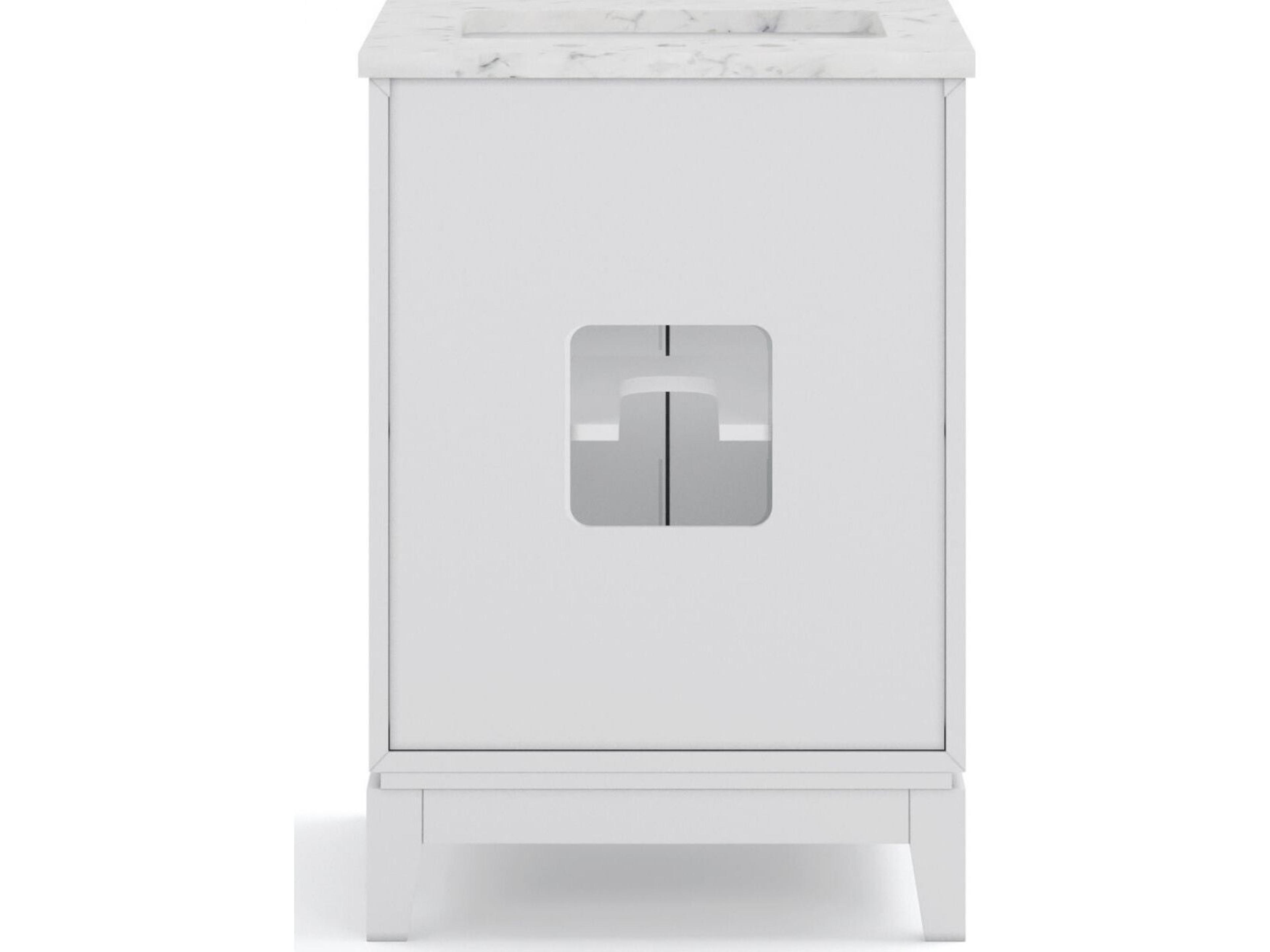 Water Creation Elizabeth Single Sink Carrara White Marble Countertop Bath Vanity In Pure White with Brushed Silver Hardware