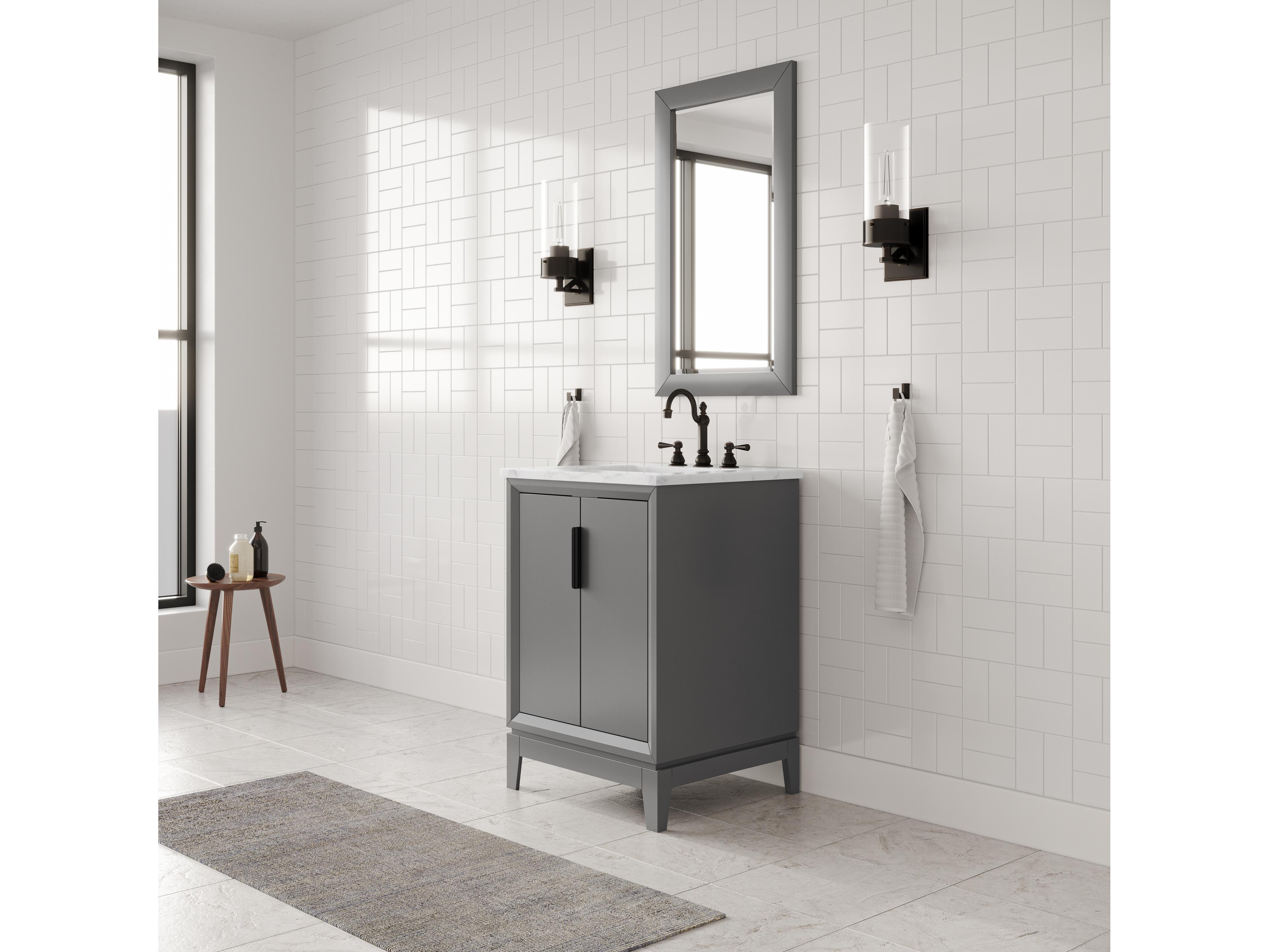 Water Creation Elizabeth Single Sink Carrara White Marble Vanity In Cashmere Grey