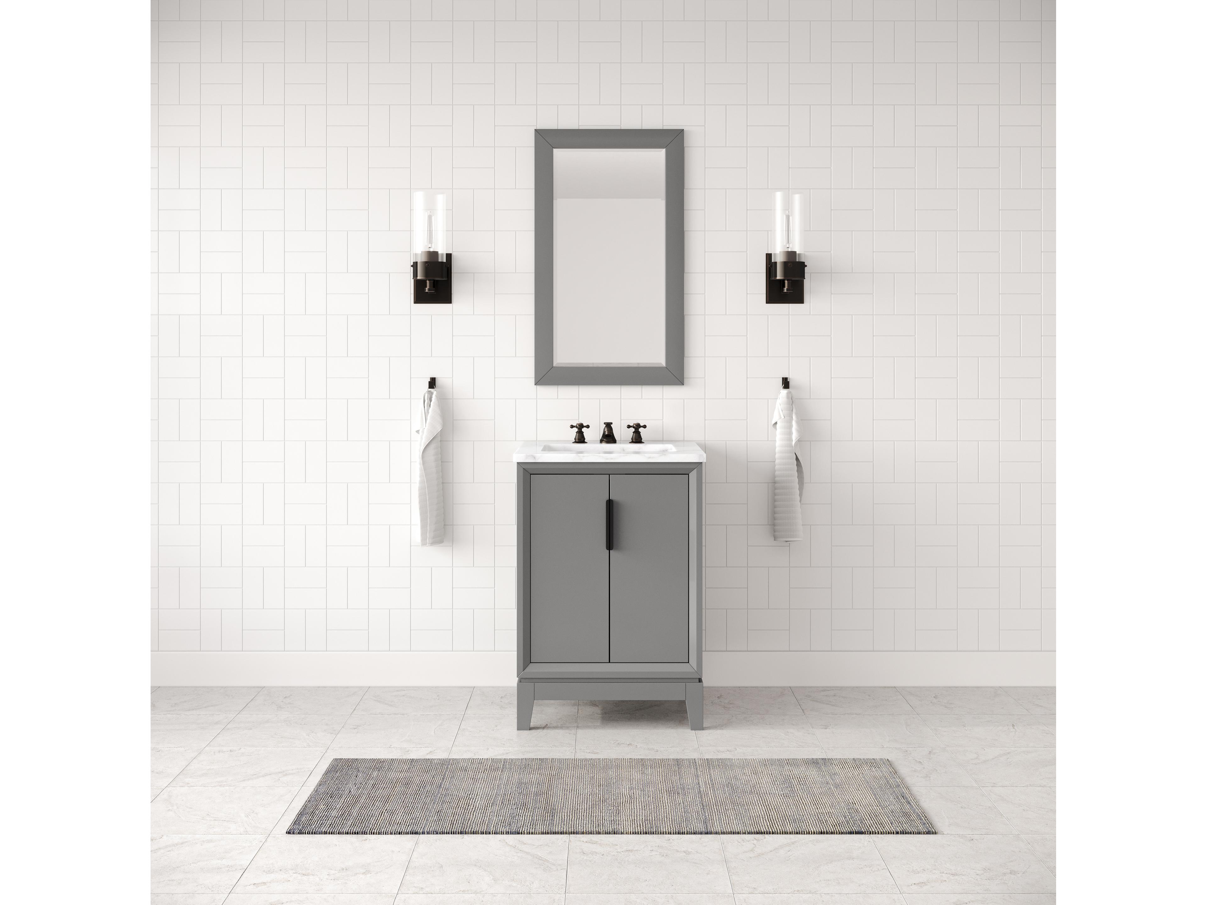 Water Creation Elizabeth Single Sink Carrara White Marble Vanity In Cashmere Grey  With Faucet