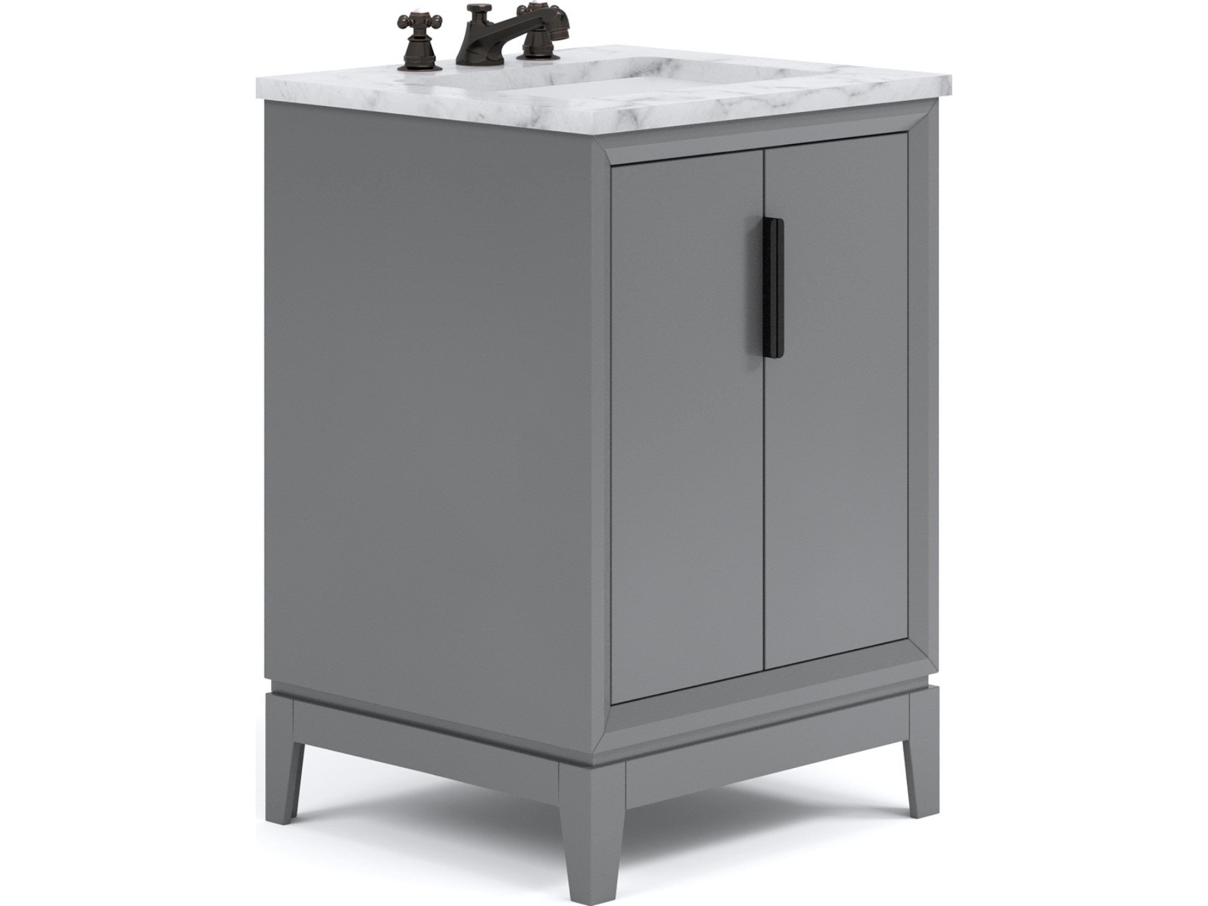 Water Creation Elizabeth Single Sink Carrara White Marble Vanity In Cashmere Grey  With Faucet