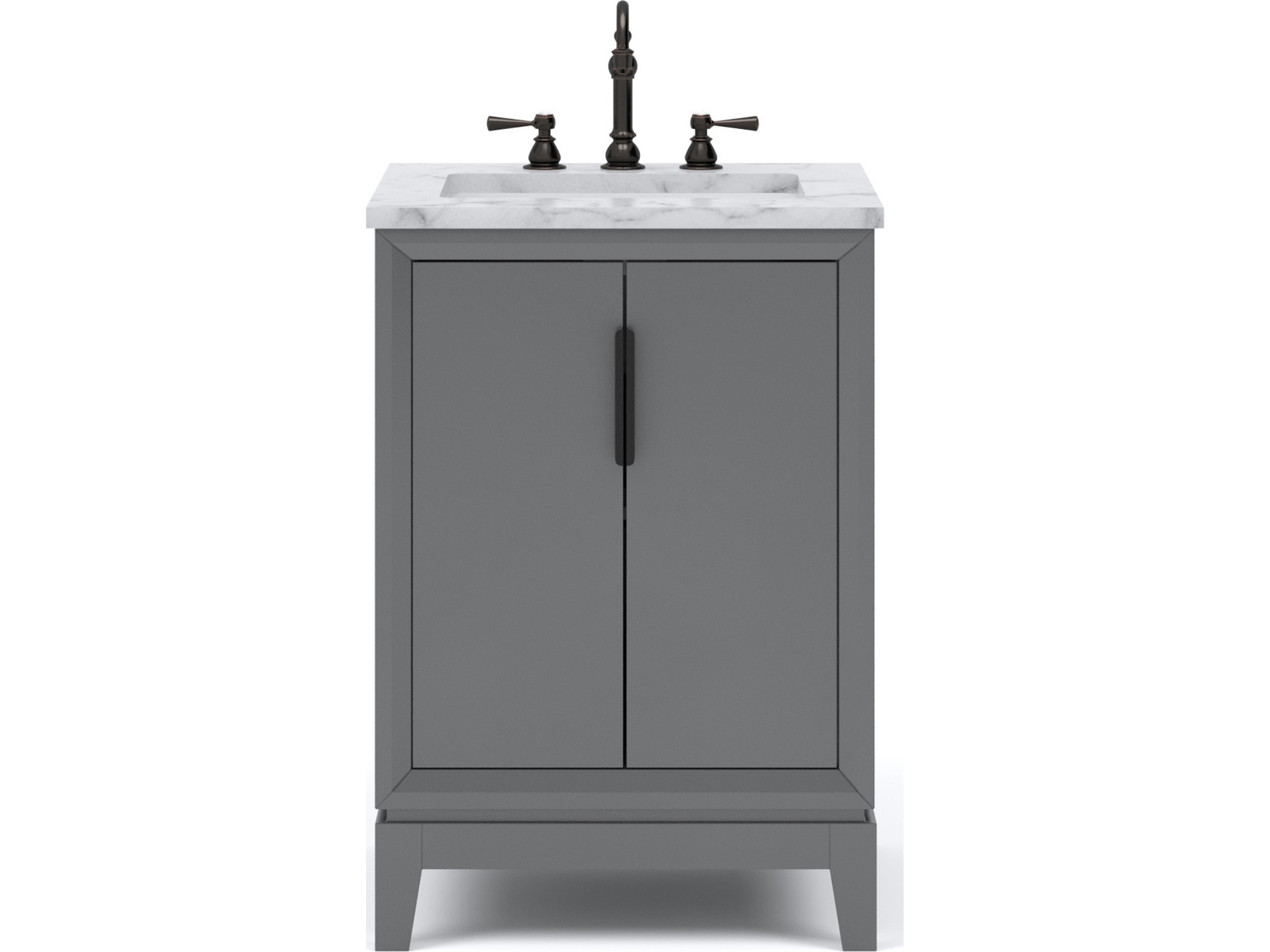 Water Creation Elizabeth Single Sink Carrara White Marble Vanity In Cashmere Grey  With Hook Faucet