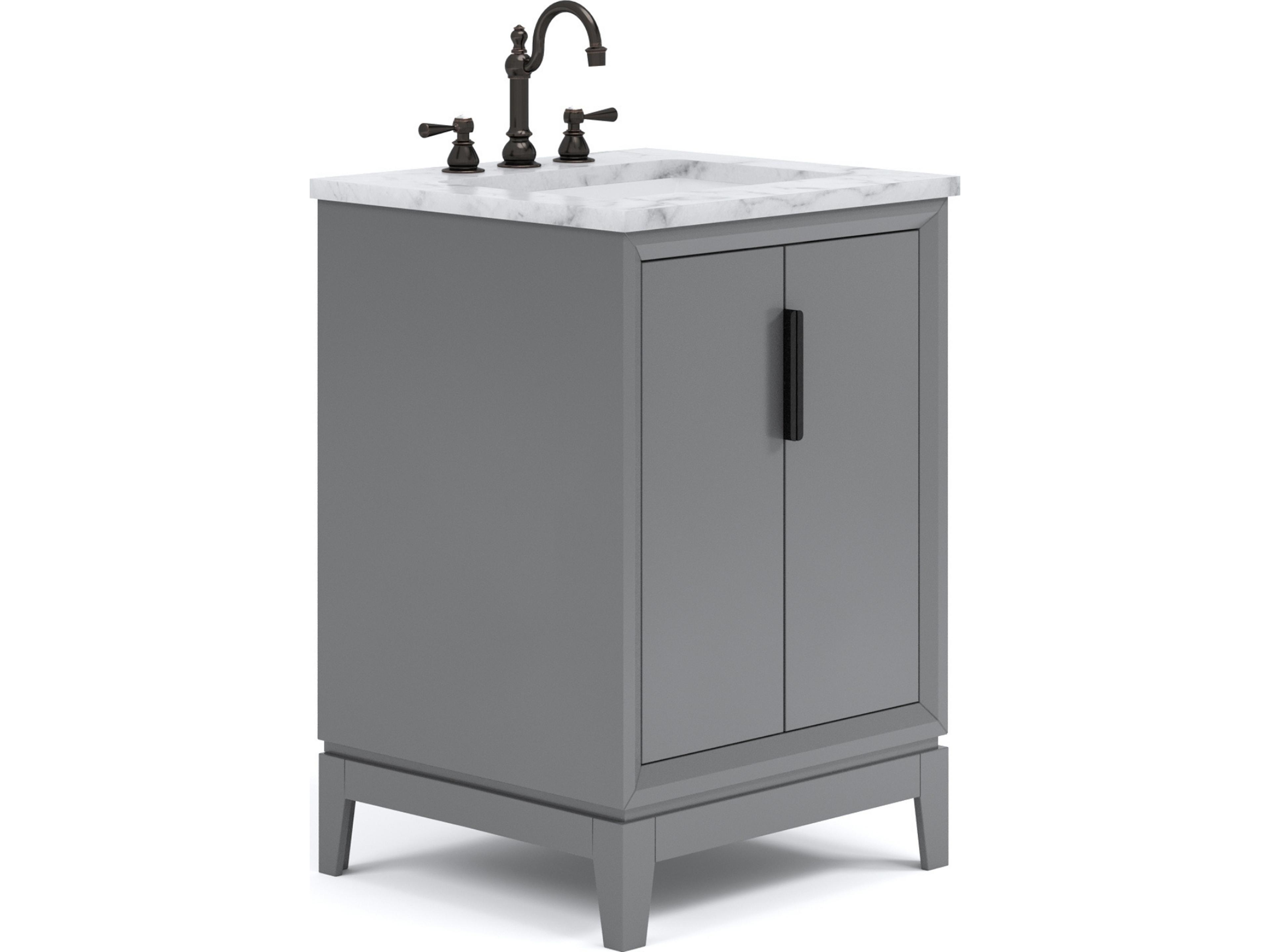 Water Creation Elizabeth Single Sink Carrara White Marble Vanity In Cashmere Grey  With Hook Faucet