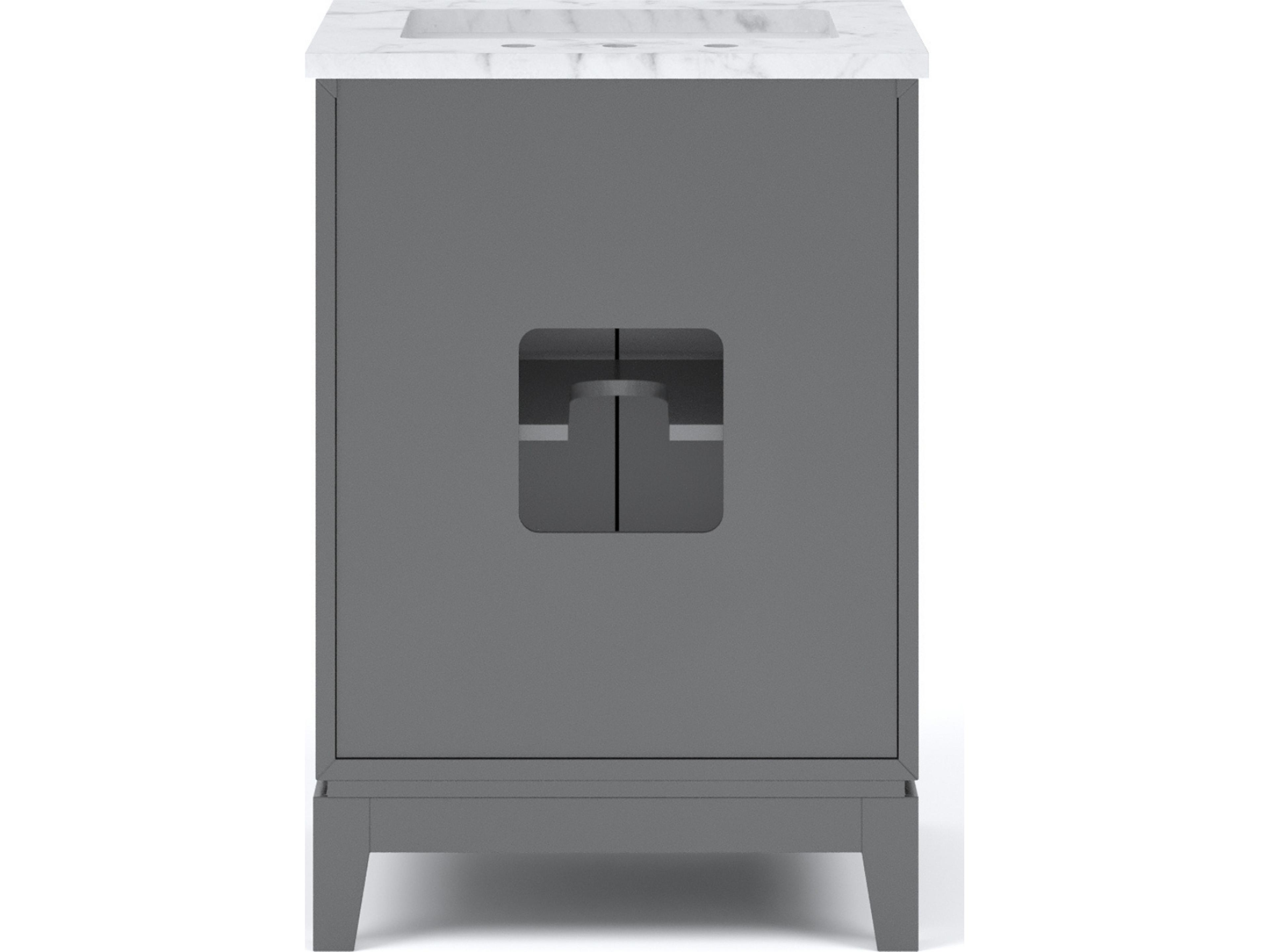 Water Creation Elizabeth Single Sink Carrara White Marble Vanity In Cashmere Grey  With Hook Faucet