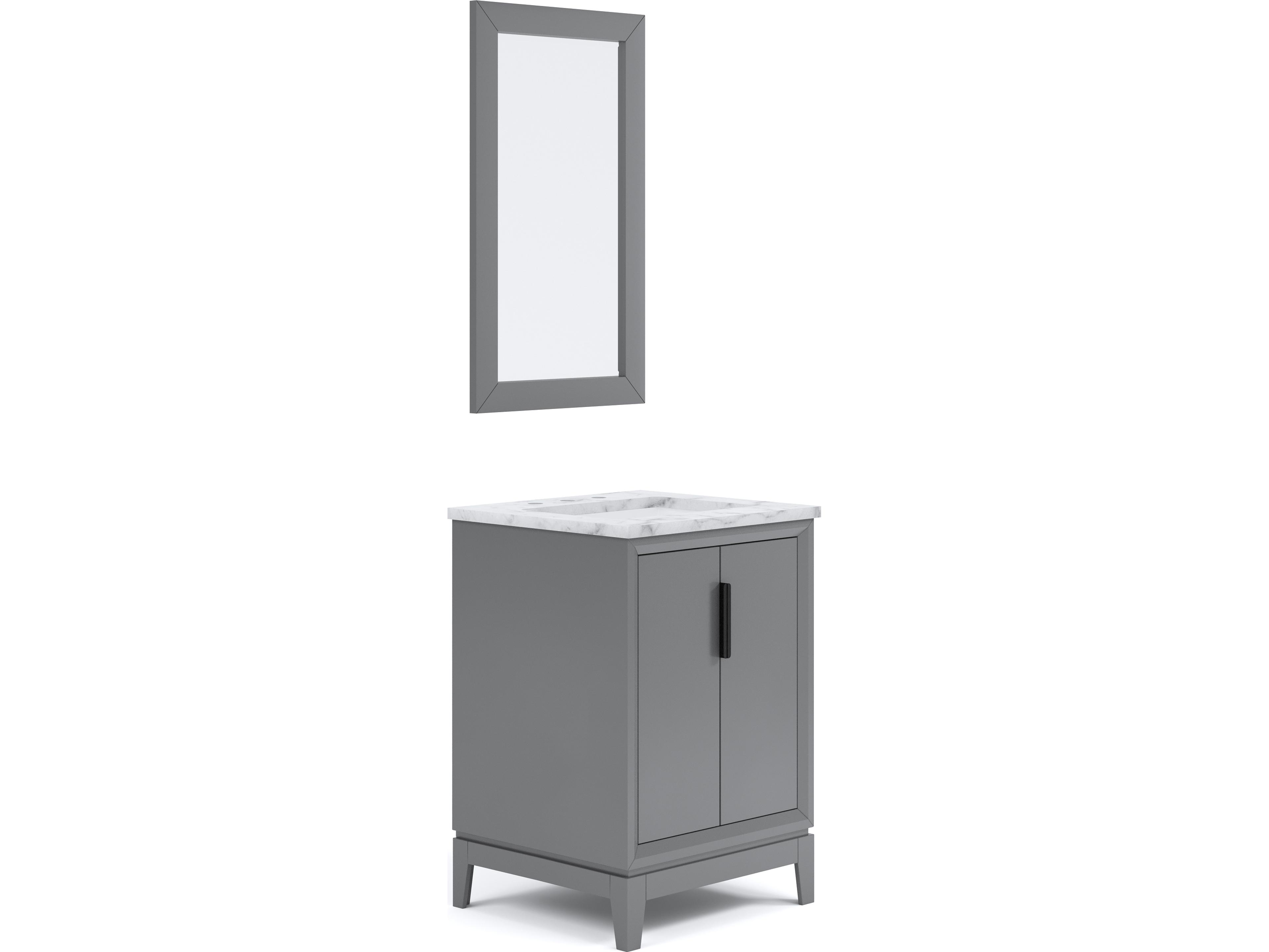 Water Creation Elizabeth Single Sink Carrara White Marble Vanity In Cashmere Grey With Matching Mirror(s)