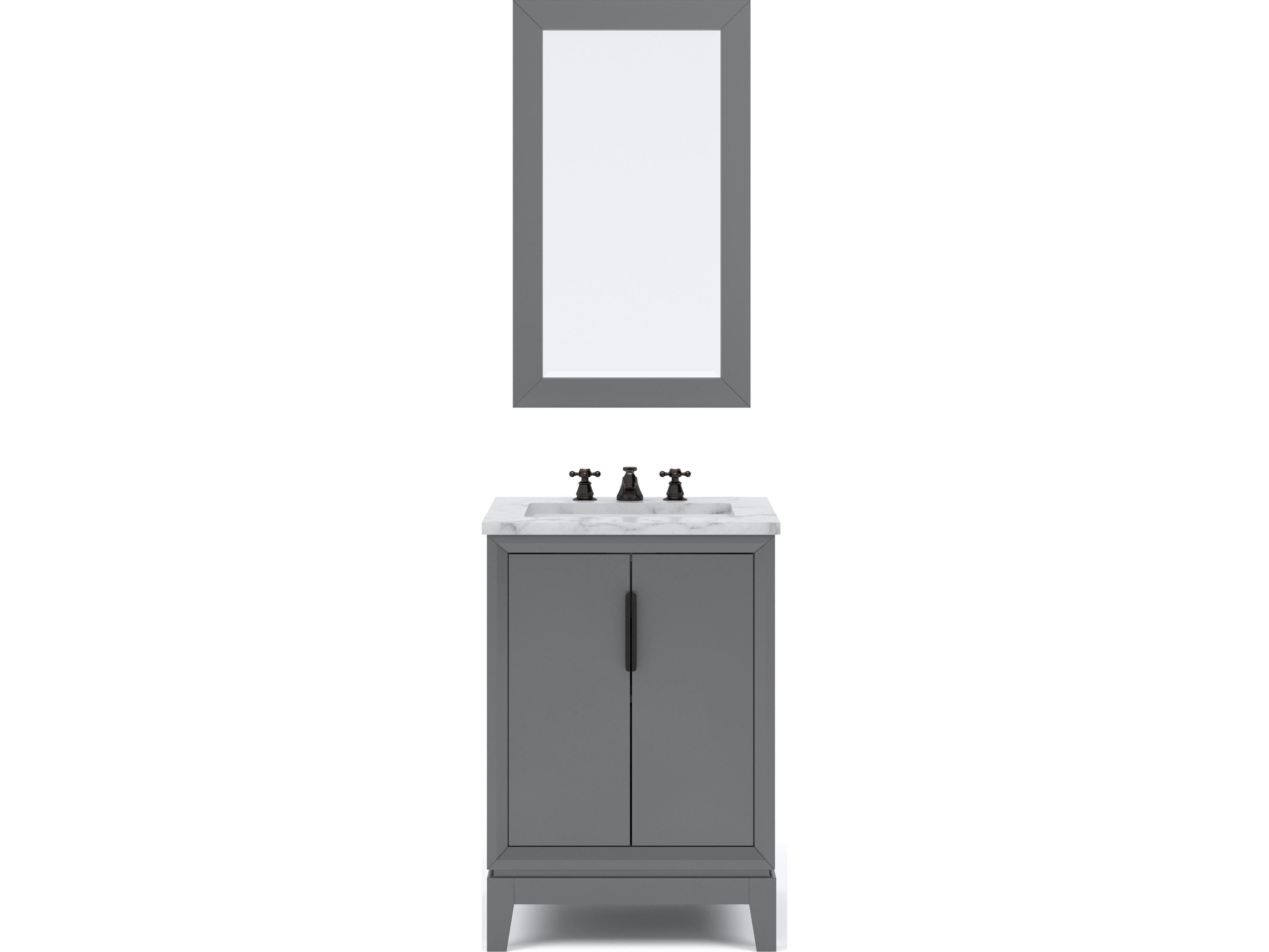Water Creation Elizabeth Single Sink Carrara White Marble Vanity In Cashmere Grey With Matching Mirror Faucets