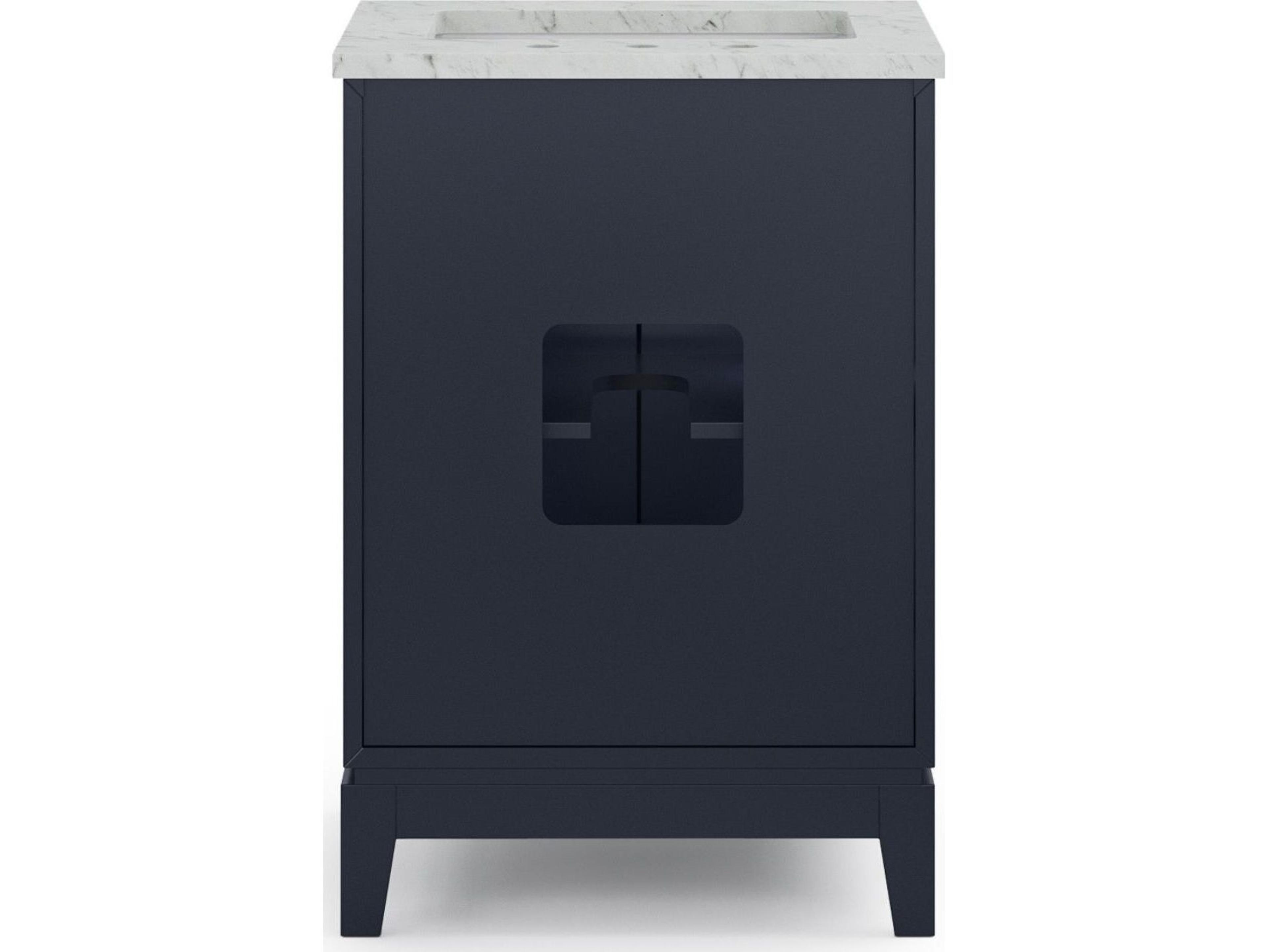 Water Creation Elizabeth Single Sink Carrara White Marble Countertop Bath Vanity In Monarch Blue with Satin Gold Hardware