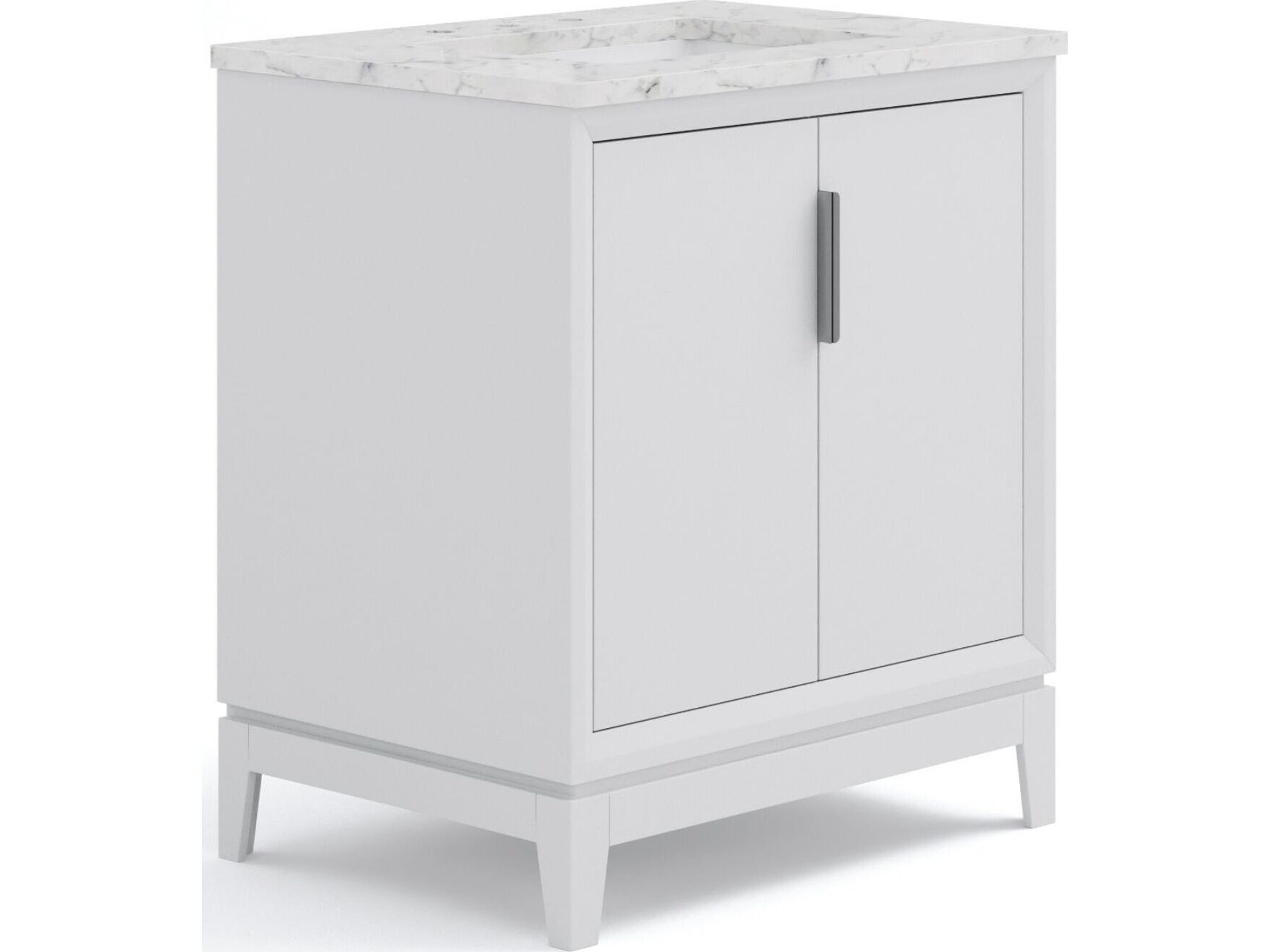 Water Creation Elizabeth Single Sink Carrara White Marble Countertop Bath Vanity In Pure White with Brushed Silver Hardware