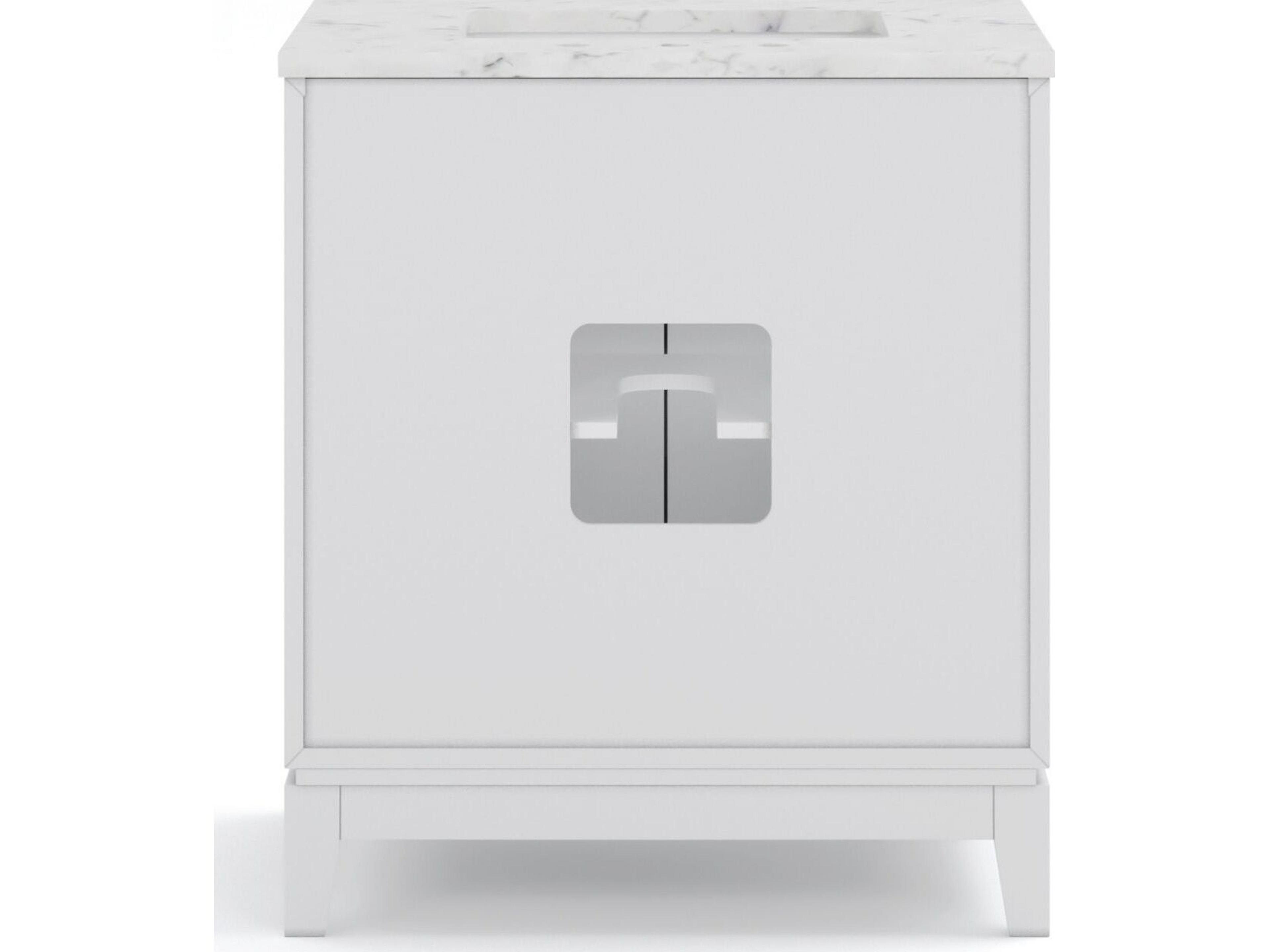 Water Creation Elizabeth Single Sink Carrara White Marble Countertop Bath Vanity In Pure White with Brushed Silver Hardware