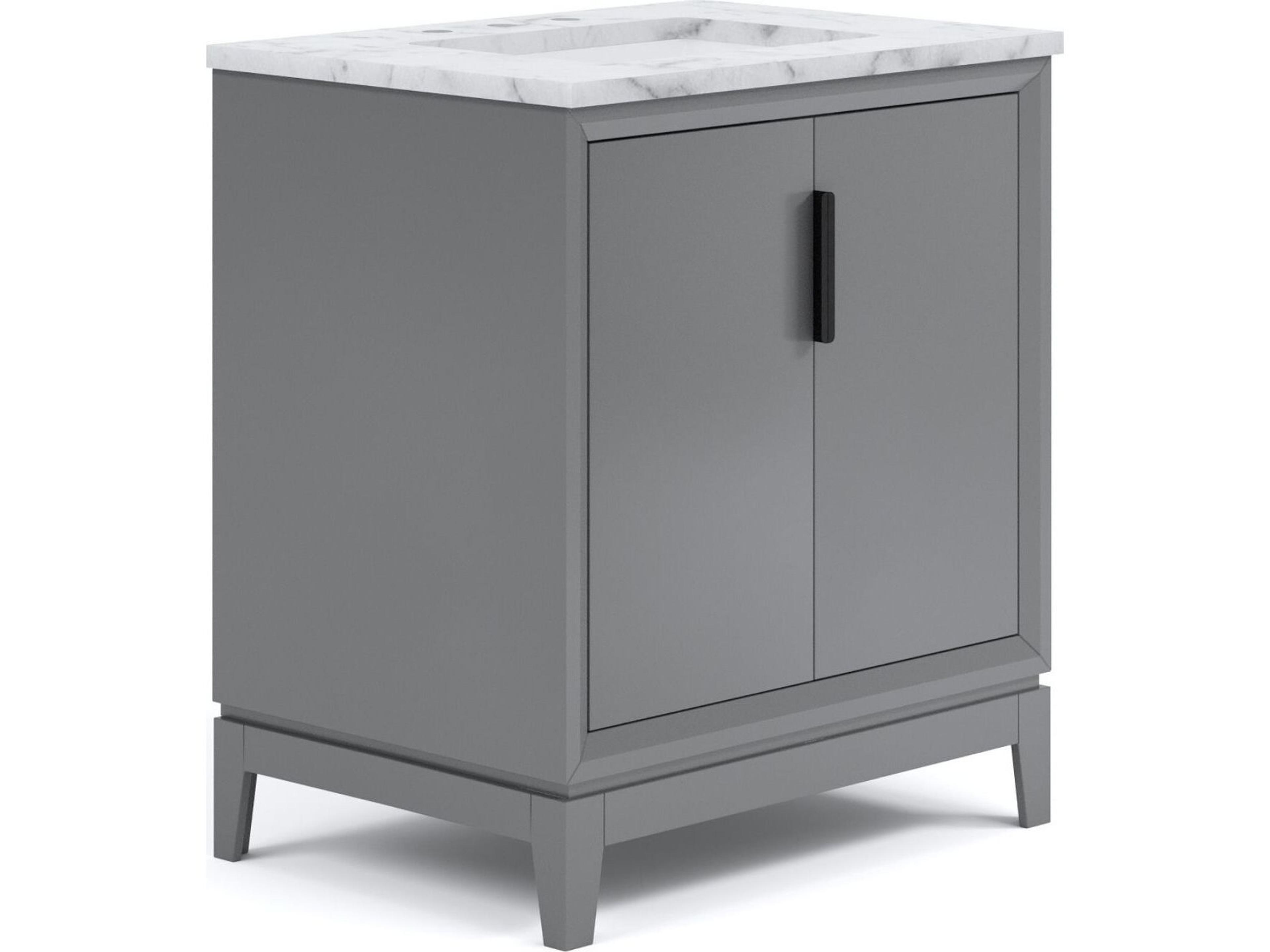 Water Creation Elizabeth Single Sink Carrara White Marble Countertop Bath Vanity In Cashmere Grey with Bronze Hardware