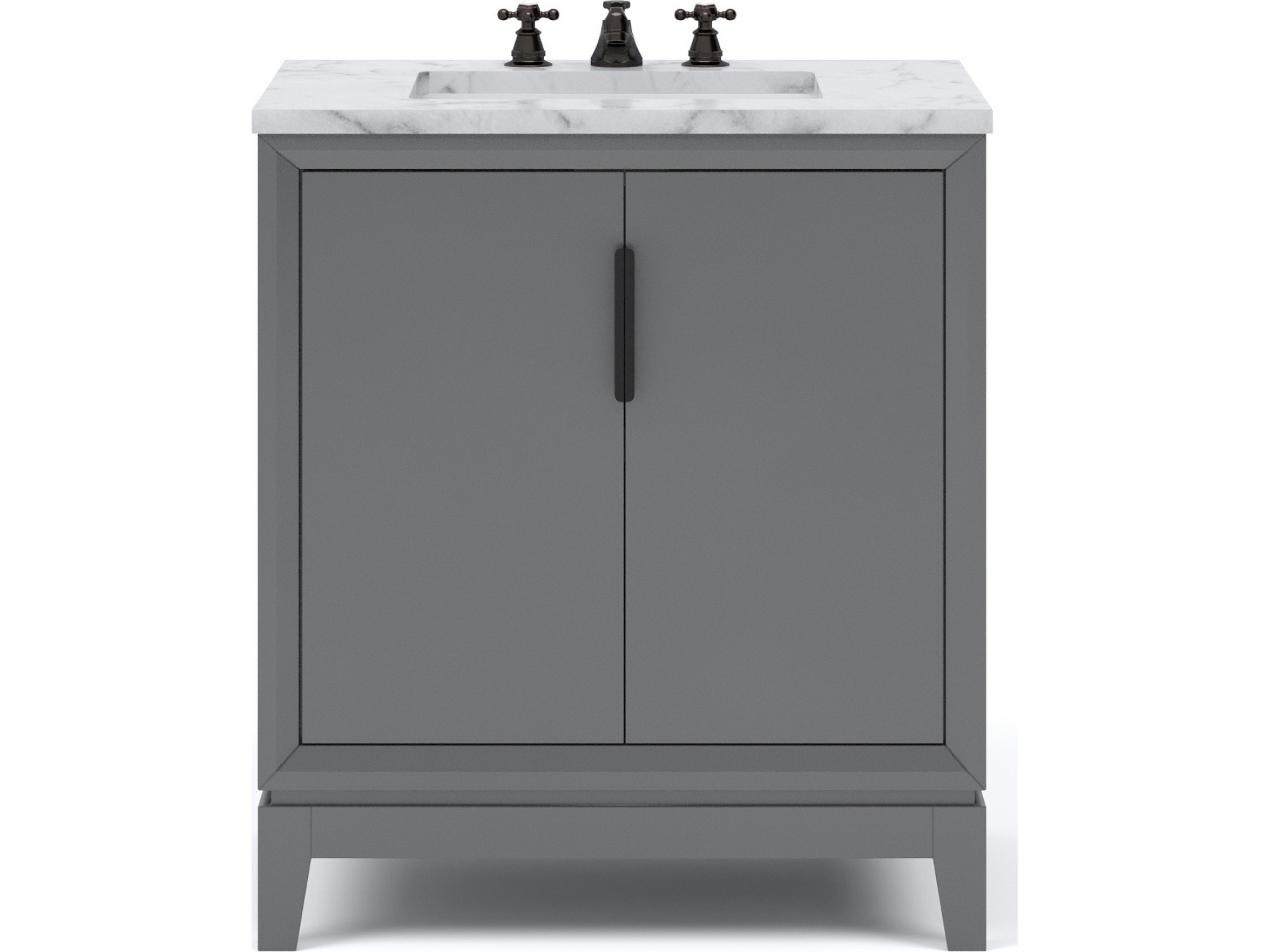 Water Creation Elizabeth Single Sink Carrara White Marble Countertop Bath Vanity In Cashmere Grey With Bronze Hardware and Oil Rubbed Bronze Classic Faucet