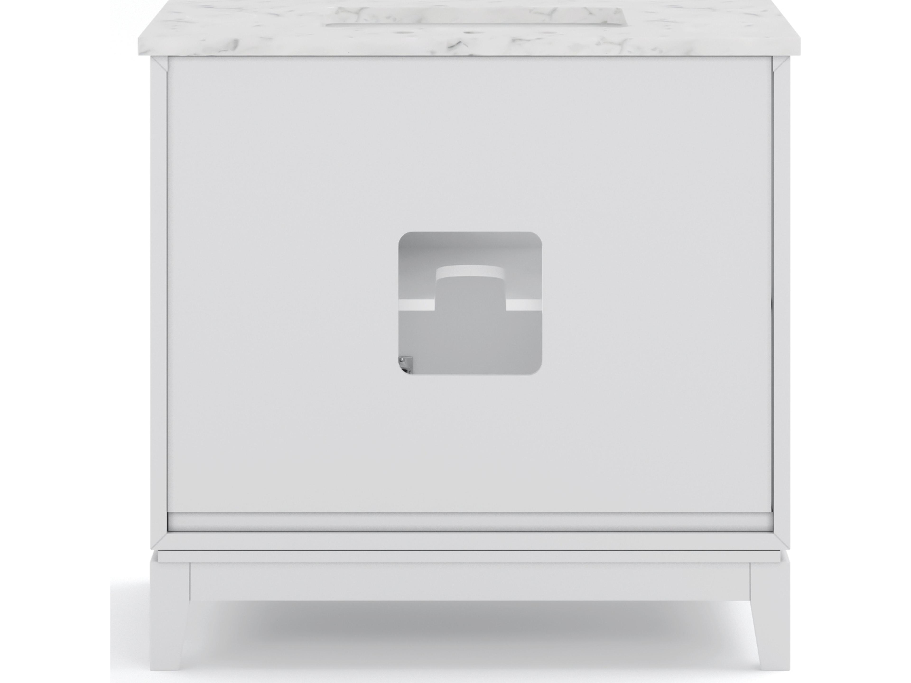 Water Creation Elizabeth Single Sink Carrara White Marble Countertop Bath Vanity In Pure White With Brushed Silver Hardware, Chrome Classic Faucet and Rectangular Mirror