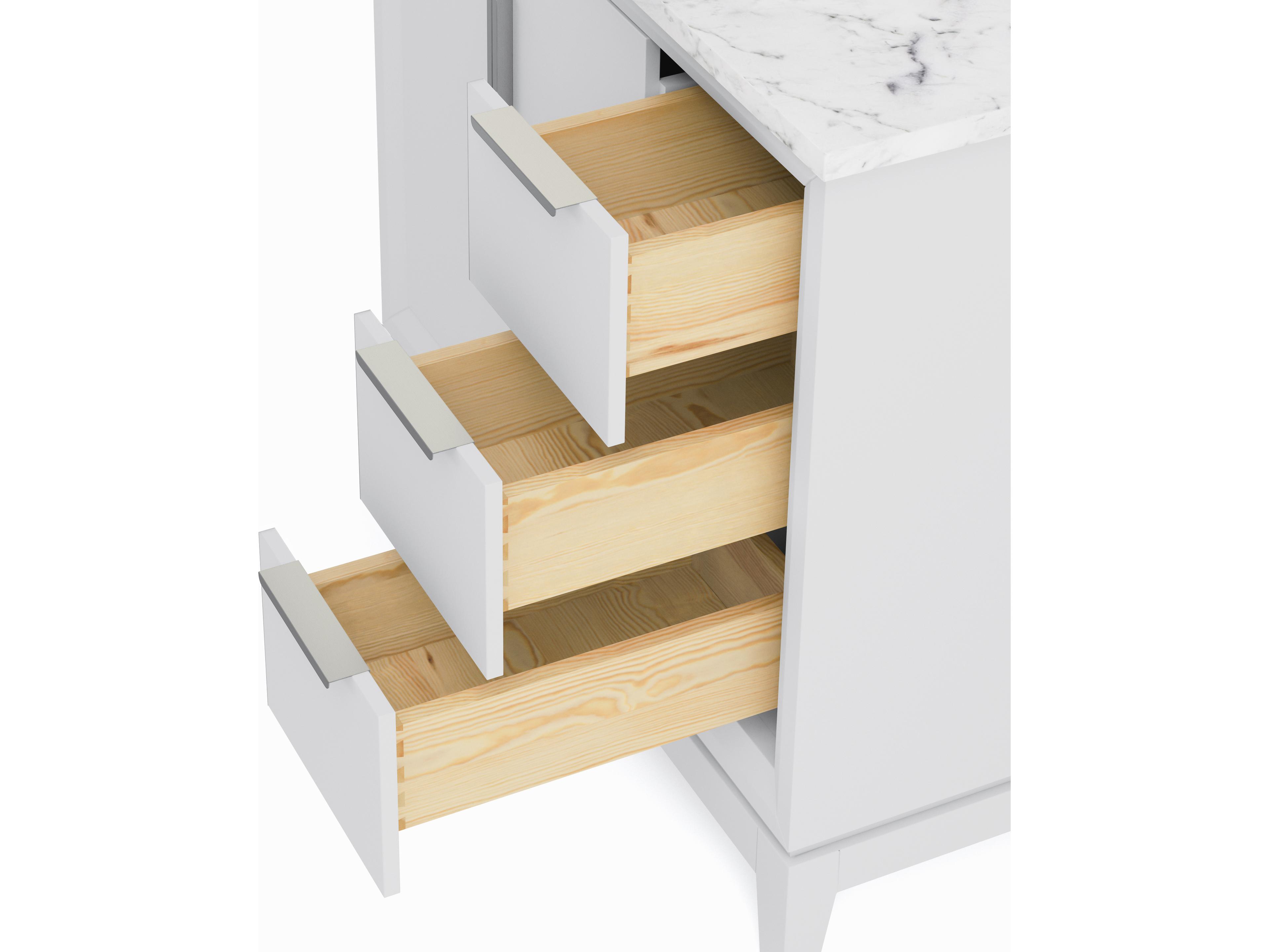 Water Creation Elizabeth Single Sink Carrara White Marble Countertop Bath Vanity In Pure White With Brushed Silver Hardware, Chrome Hook Faucet and Rectangular Mirror