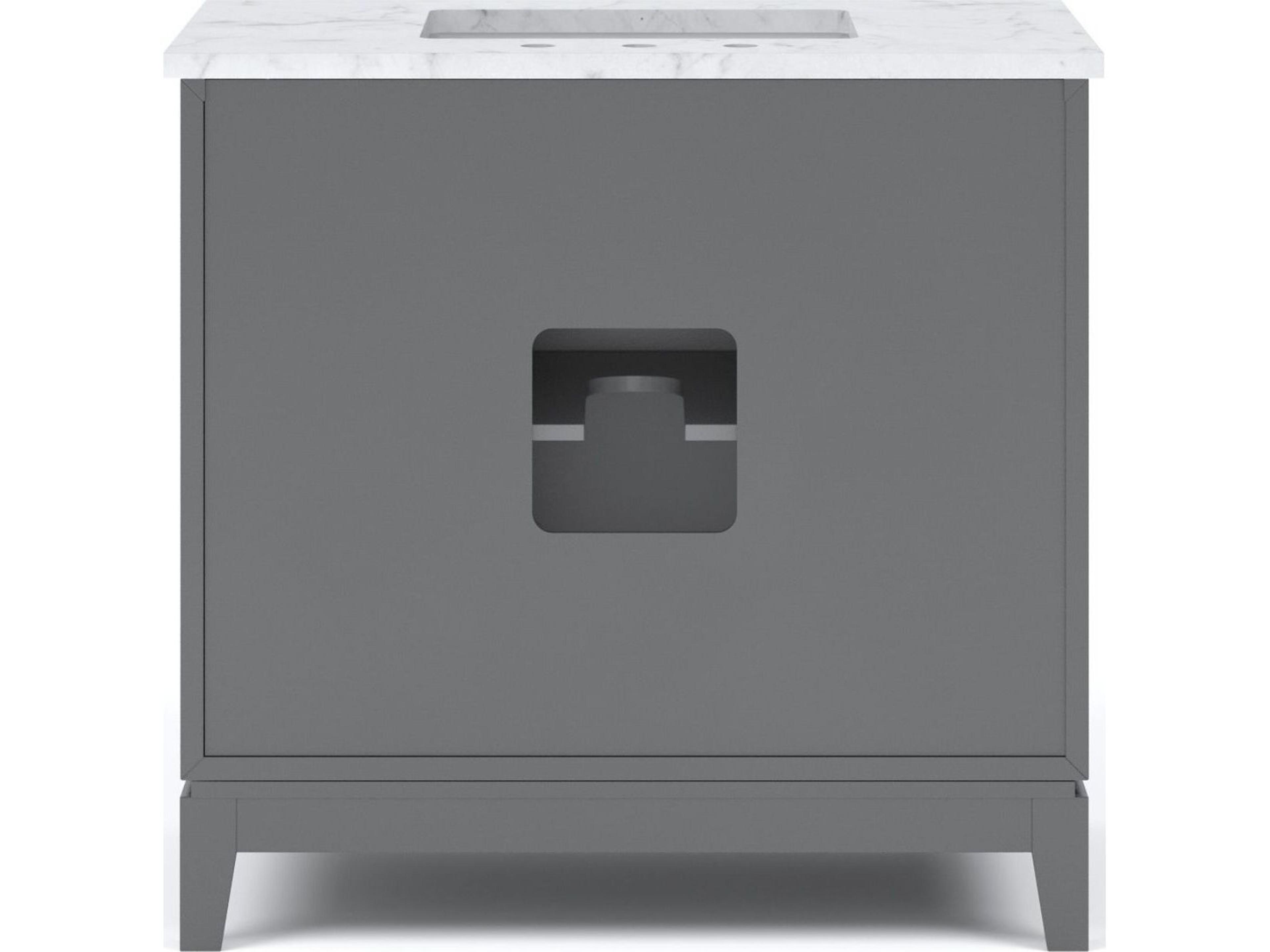 Water Creation Elizabeth Single Sink Carrara White Marble Countertop Bath Vanity In Cashmere Grey with Bronze Hardware