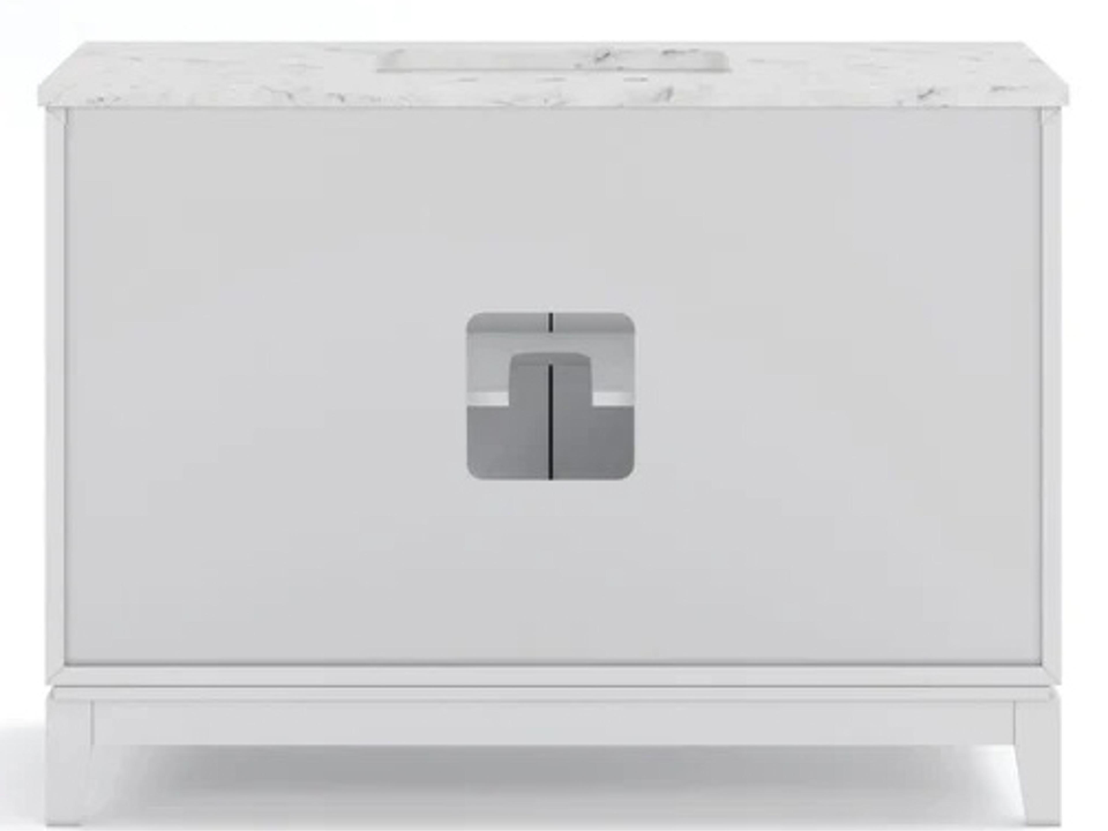 Water Creation Elizabeth Single Sink Carrara White Marble Countertop Bath Vanity In Pure White with Brushed Silver Hardware