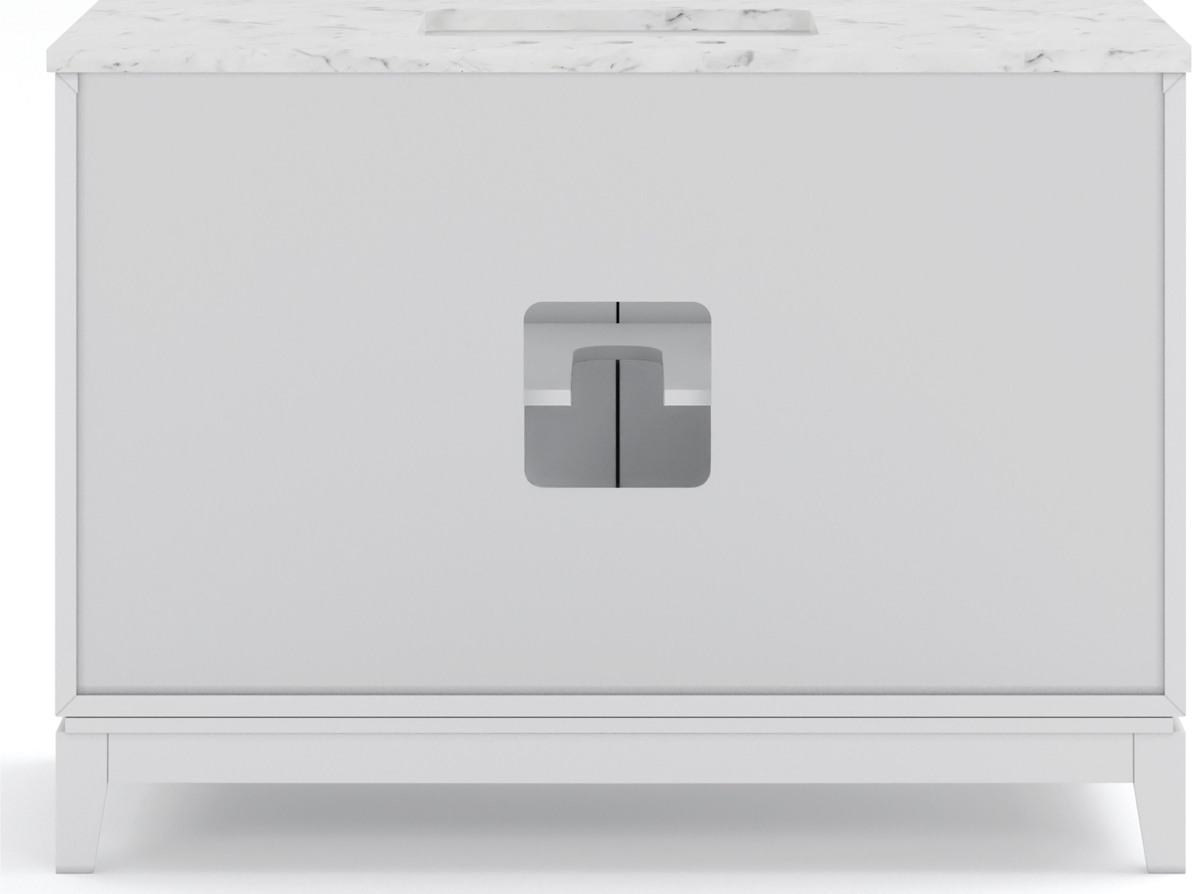 Water Creation Elizabeth Single Sink Carrara White Marble Countertop Bath Vanity In Pure White With Brushed Silver Hardware and Rectangular Mirror (S)