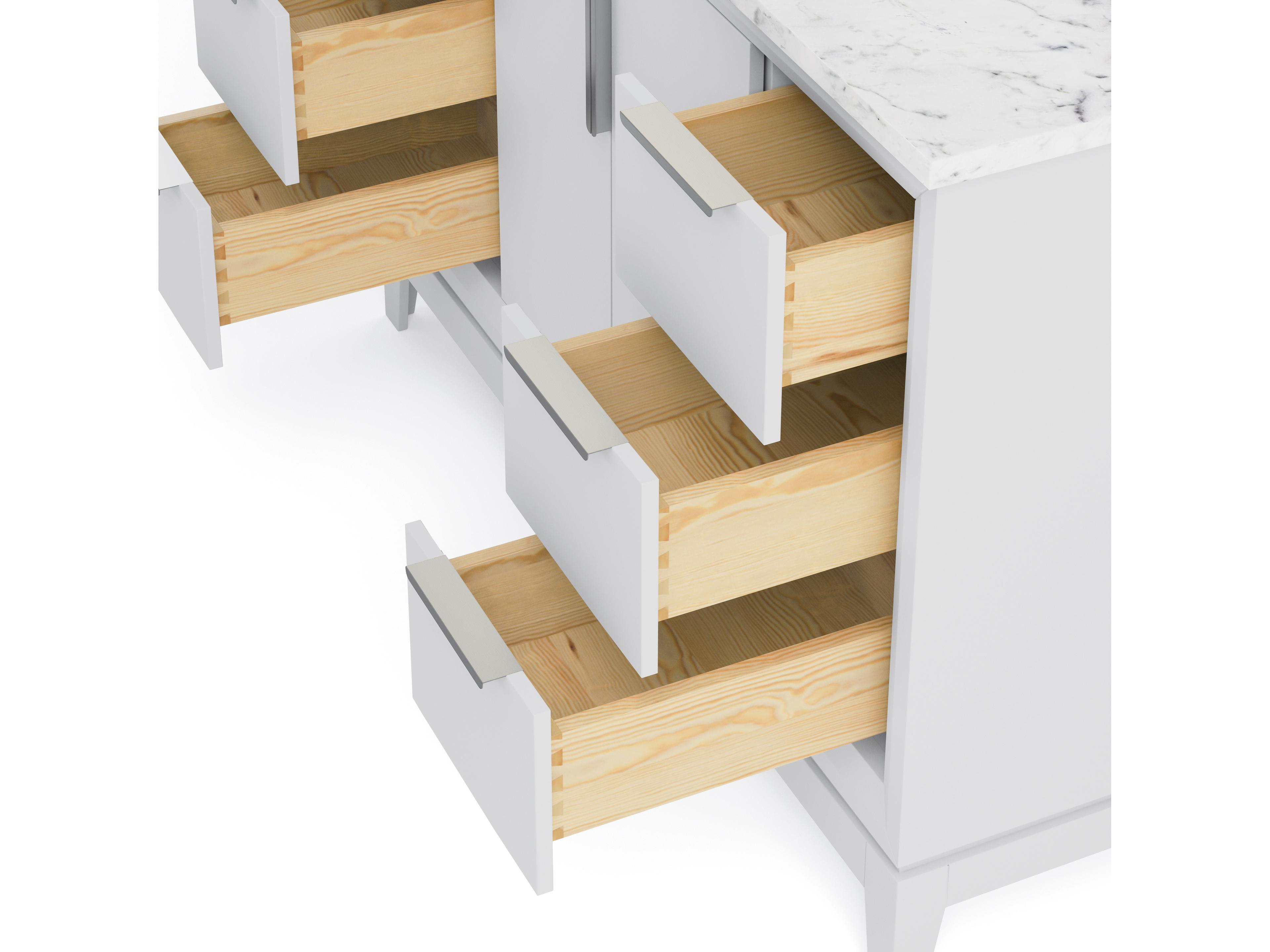 Water Creation Elizabeth Single Sink Carrara White Marble Countertop Bath Vanity In Pure White With Brushed Silver Hardware, Chrome Classic Faucet and Rectangular Mirror (S)