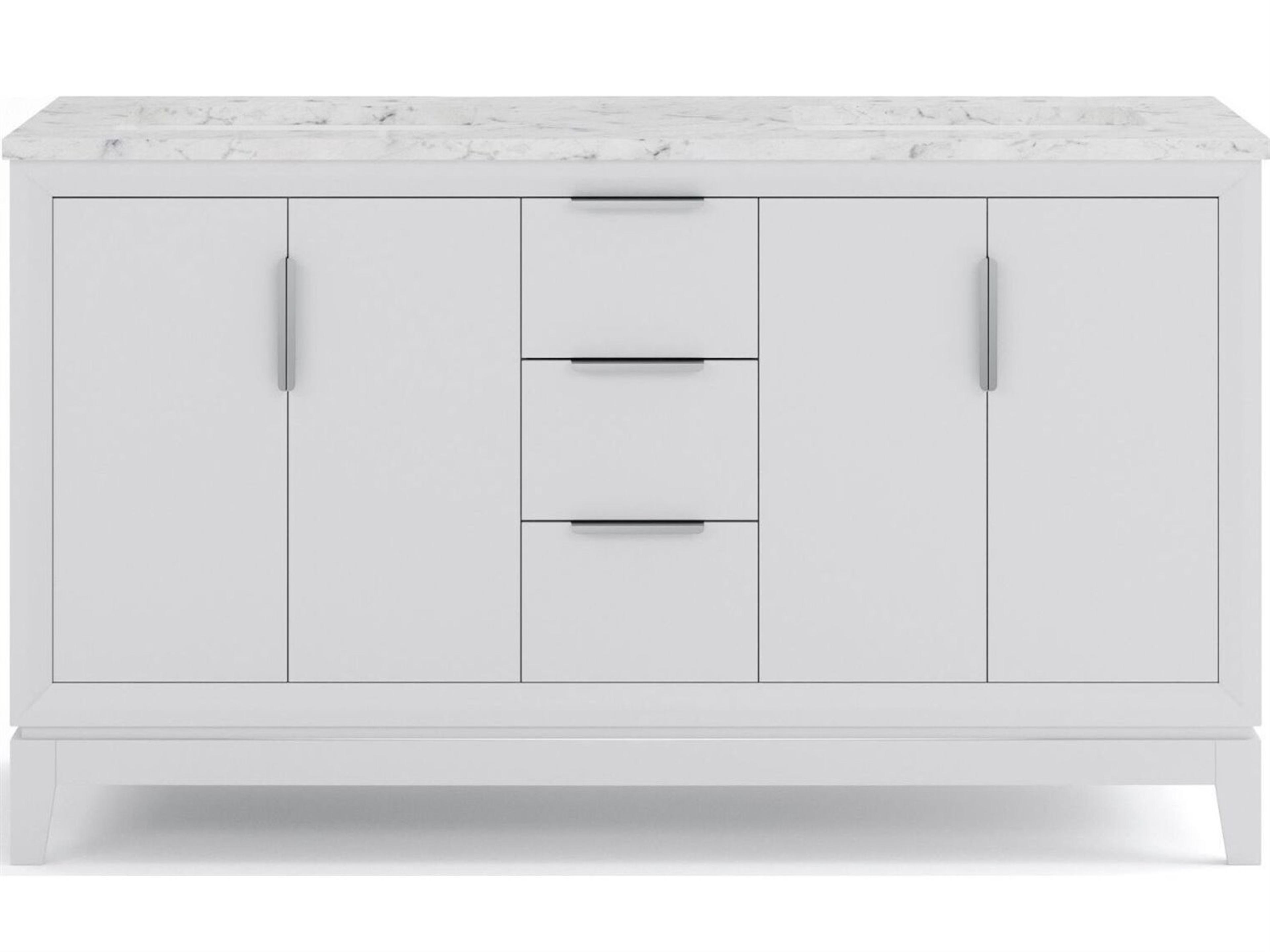 Elizabeth Pure White With Carrara White Marble Vanity Top With Ceramics White Basins