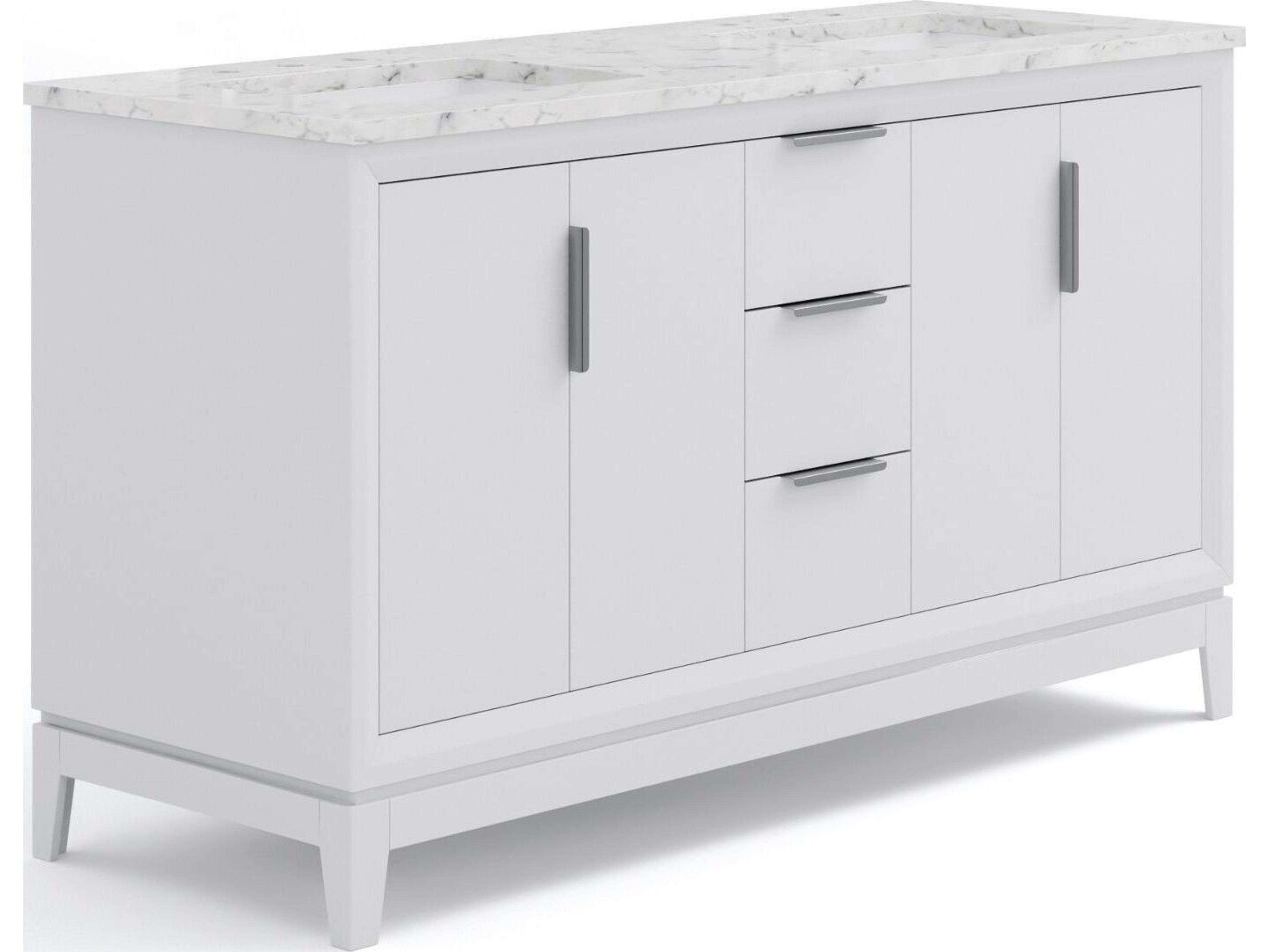 Water Creation Elizabeth Pure White With Carrara White Marble Vanity Top With Ceramics White Basins