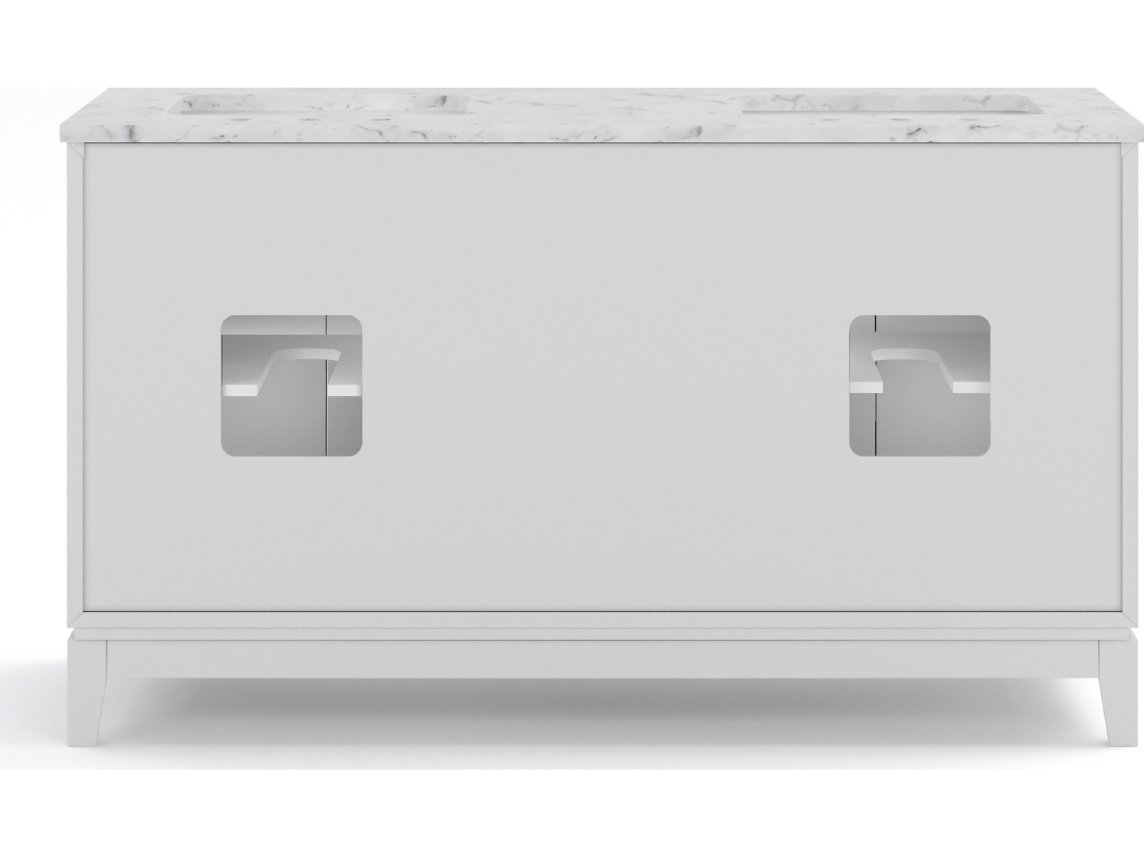 Water Creation Elizabeth Double Sink Pre-Assembled Transitional Style Bathroom Vanity With Carrara White Marble Top and Waterfall Faucet