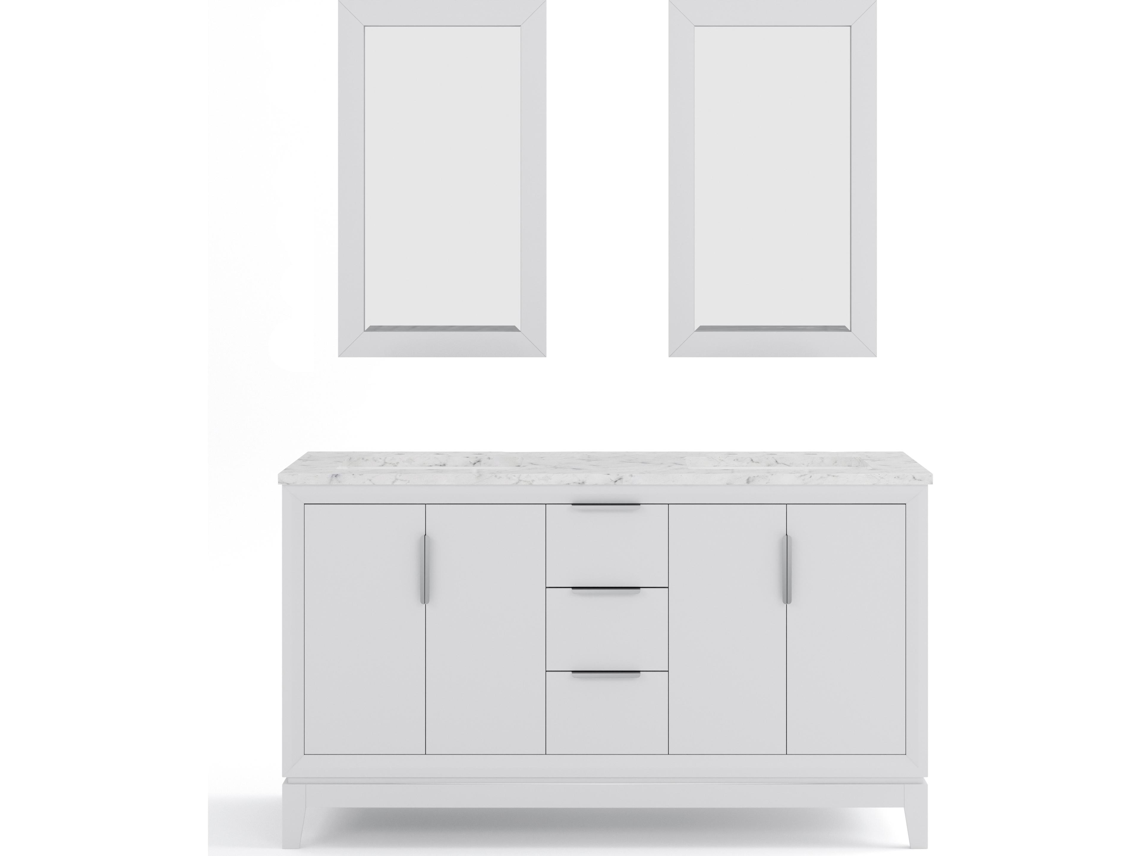 Elizabeth Double Sink Pre-Assembled Transitional Style Bathroom Vanity With 3/4" Carrara White Marble Top