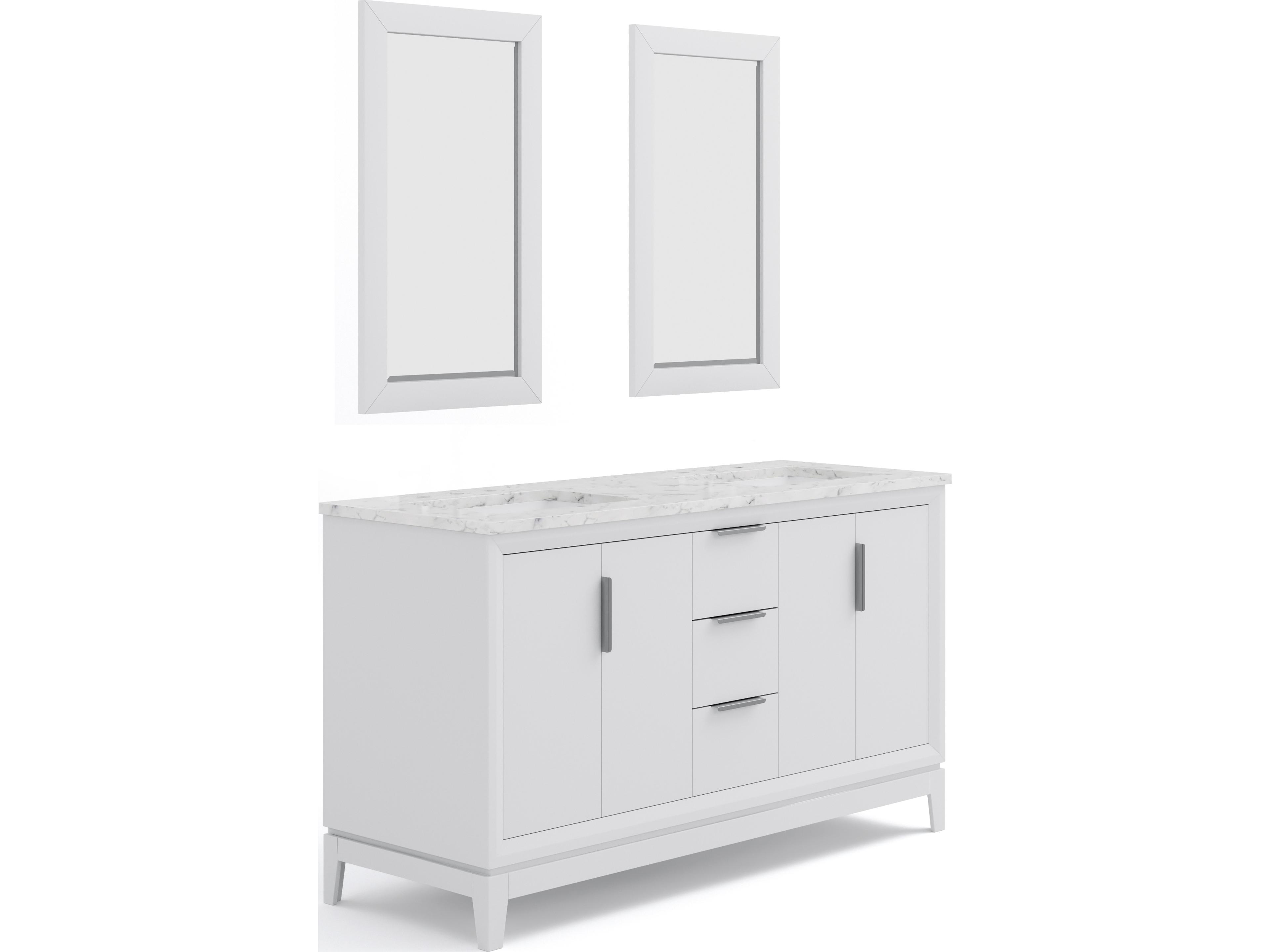 Water Creation Elizabeth Double Sink Pre-Assembled Transitional Style Bathroom Vanity With 3/4" Carrara White Marble Top