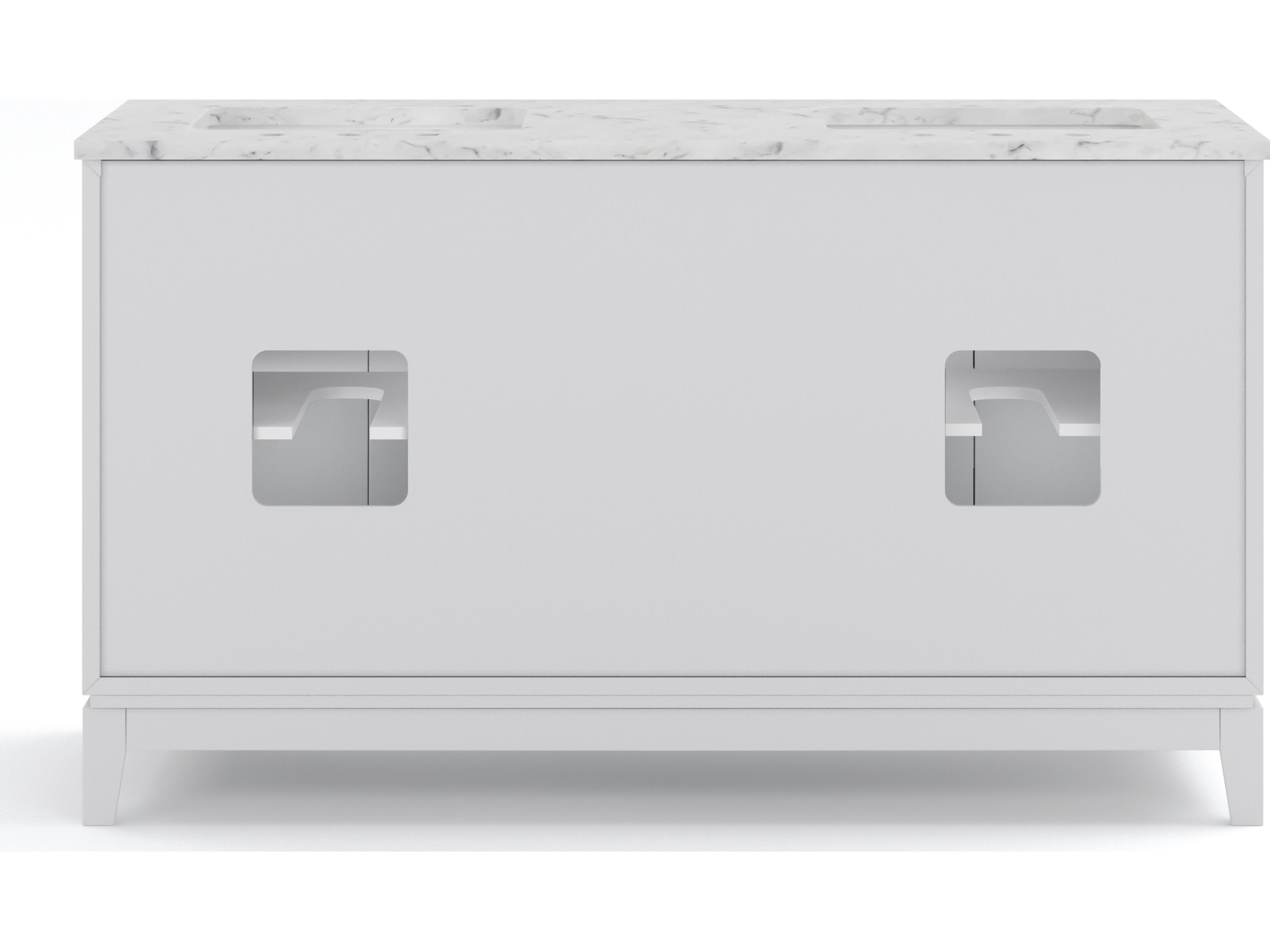 Water Creation Elizabeth Double Sink Pre-Assembled Transitional Style Bathroom Vanity With 3/4" Carrara White Marble Top and Waterfall Faucet